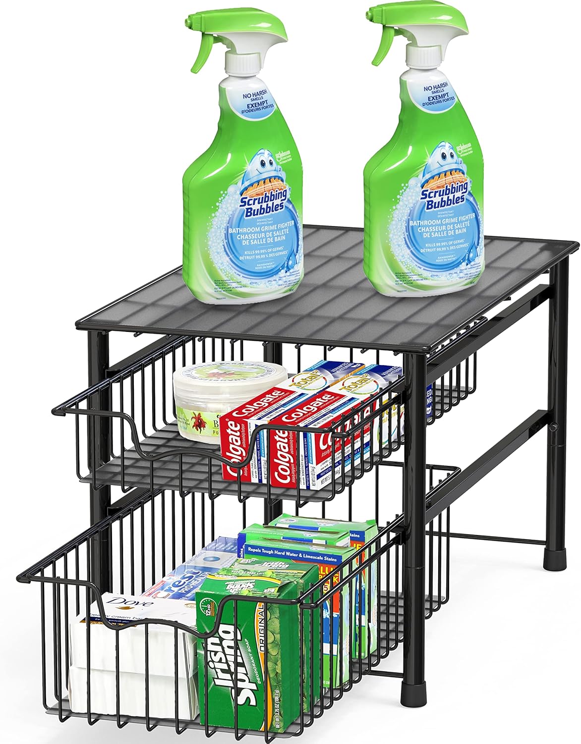 Simple Houseware Stackable 2 Tier Basket Drawer, Black