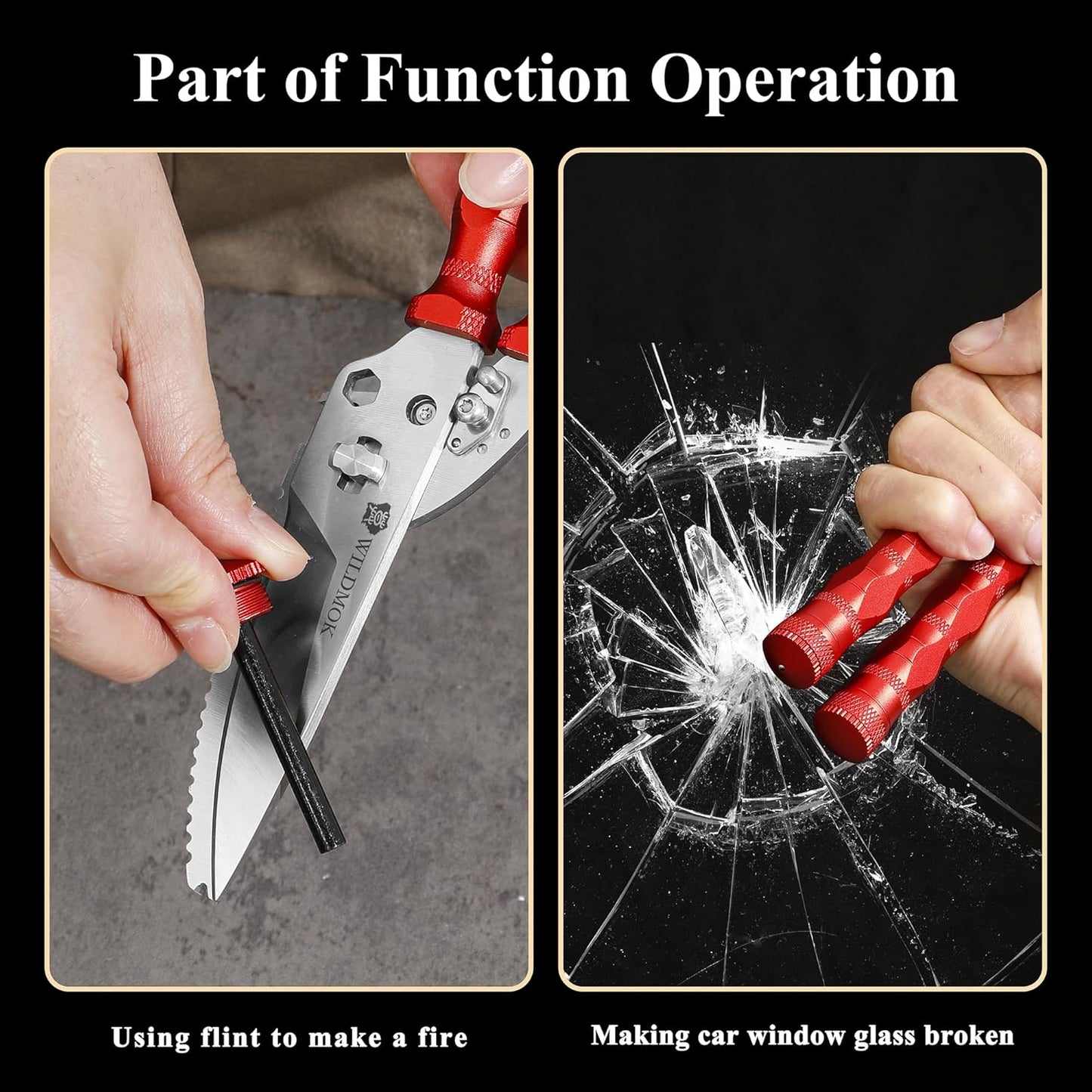 WILDMOK Heavy Duty Poultry Shears - 8.5 Inch Multi-function Stainless Steel Poultry Outdoor Shears, Ultra Sharp Kitchen Scissors for Outdoor Camp, Red