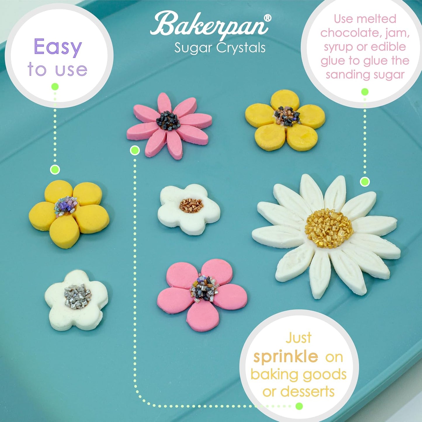 Bakerpan Pearlized Sugar Sprinkles for Baking - 5 Ounce - Sparkling White Decorating Sugar Crystals for Cookies, Cake Pops, Ice Cream (Made in USA)