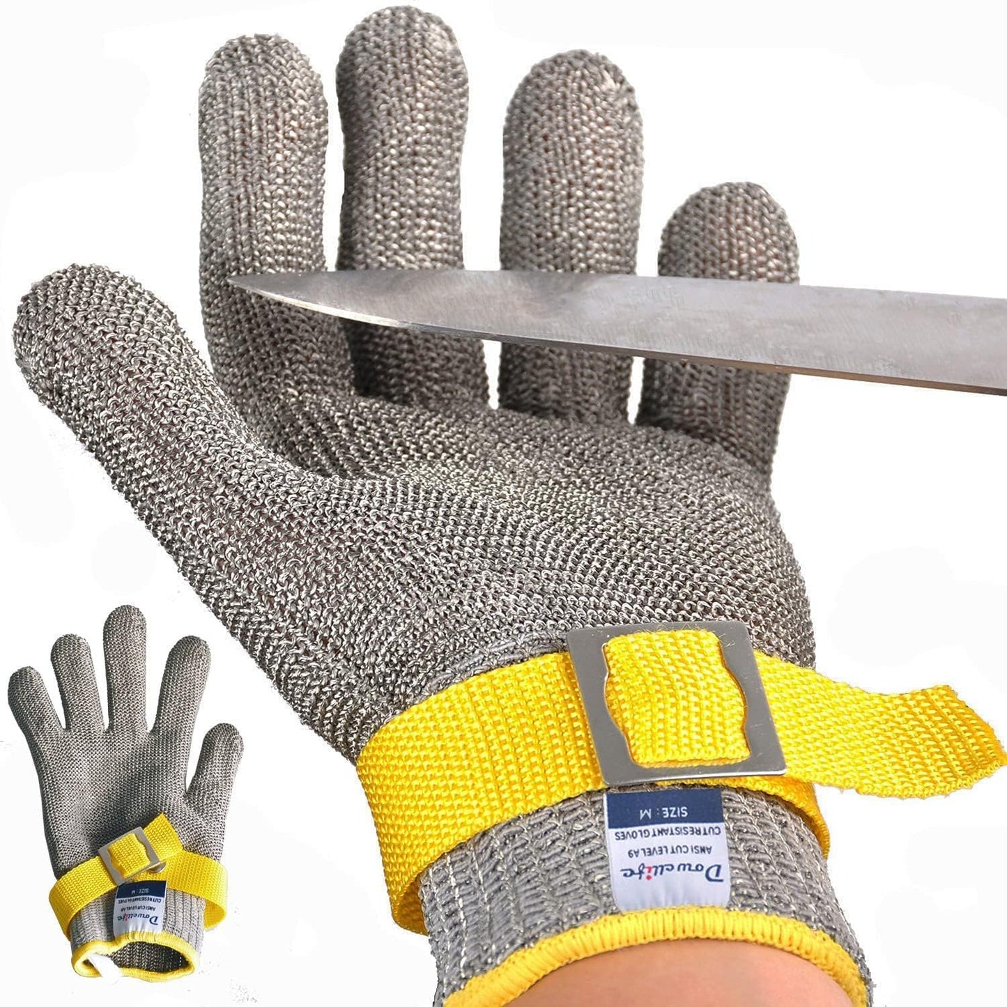 Dowellife Level 9 Cut Resistant Glove, Grey, Small (Pack of 2)
