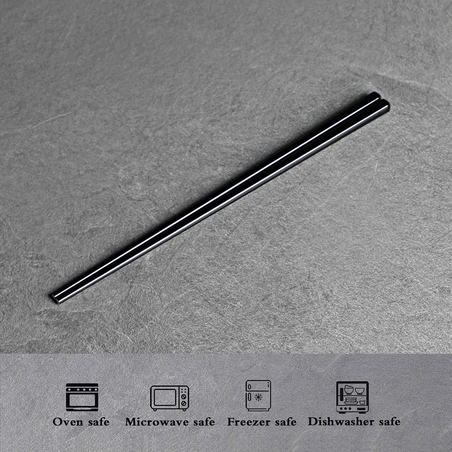 LEETOYI Ceramic Chopsticks Set of 5, Porcelain Chinese Chopsticks Easy To Clean, 9.6-Inch (Black)