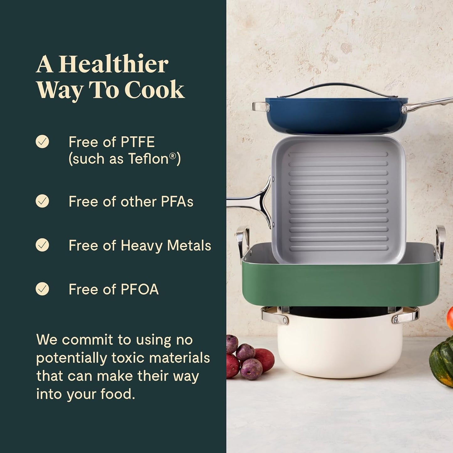 Caraway Roasting Pan - 16x13” Roasting Pan with Rack - Non-Stick Ceramic Coated - Non Toxic, PTFE & PFOA Free - Oven Safe & Compatible with All Stovetops - White