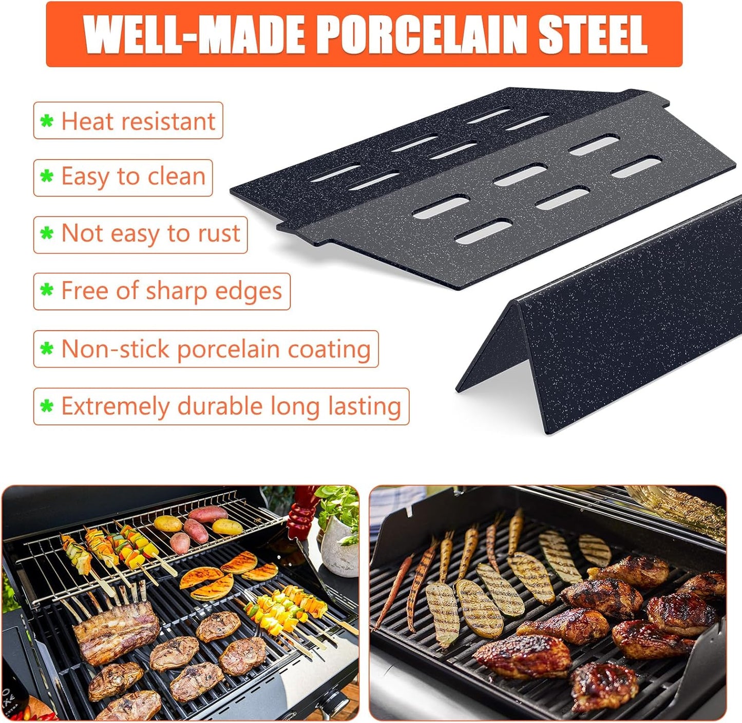 Genesis Grill Parts for Weber Genesis 300 Grills with Front Control Knob, Genesis E310 S310 E/S320 E/S330, Grill Grates 7524 7528, Flavorizer Bars & Heat Deflectors for Weber 7621 7620 65505