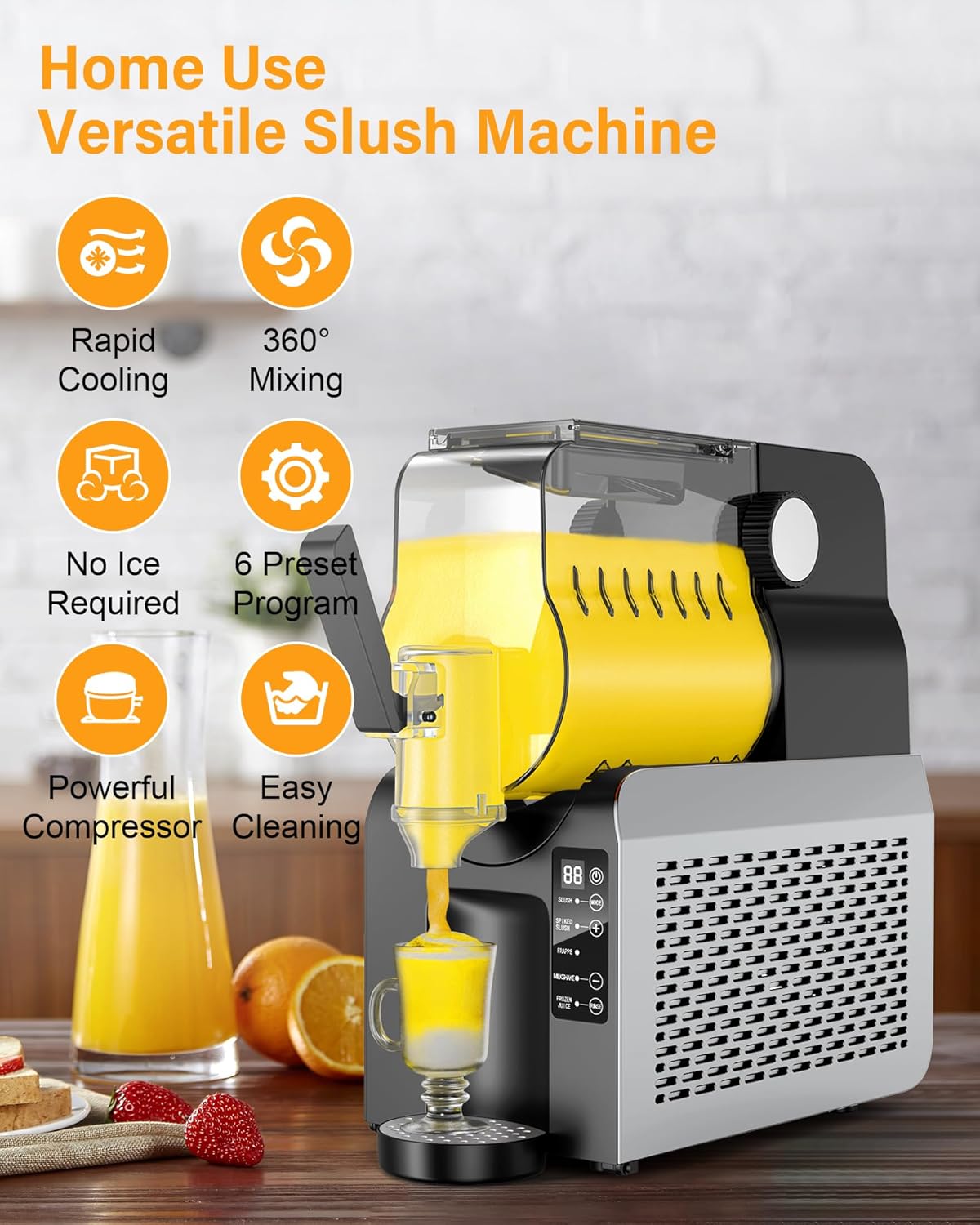 88oz Slush Maker Machine| All-in-One Slushie Machine with 5 Pre-Set Programs | Ice-Free Technology | Quiet Auto-Clean | Ideal for Milkshakes, Margaritas, Smoothies, and Frappés