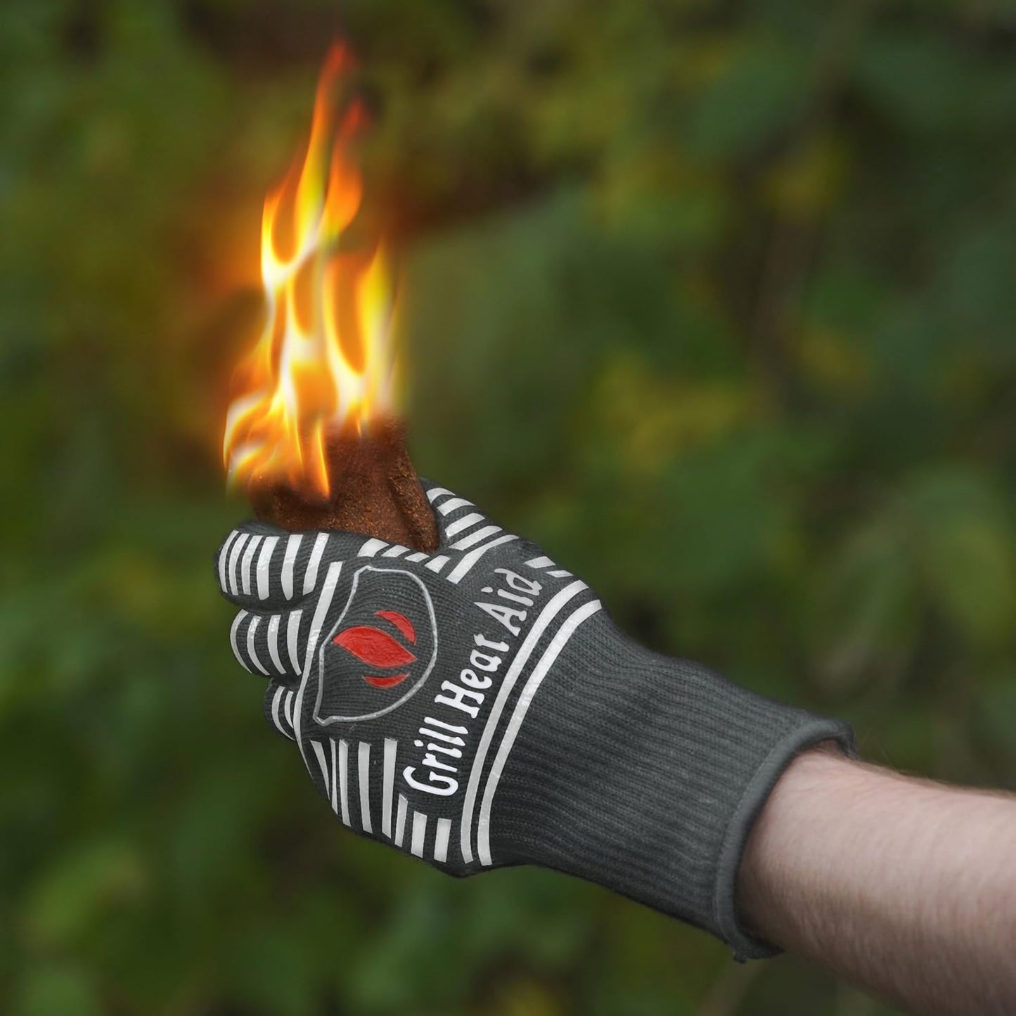 GRILL HEAT AID BBQ Grill Gloves Heat Proof for Grilling – Fireproof 1472°F Heat-Resistant Grill Mitts for Outdoor Barbecue and Smoker, Campfire, Fire Pit, Oven Glove with Fingers for Baking Pizza