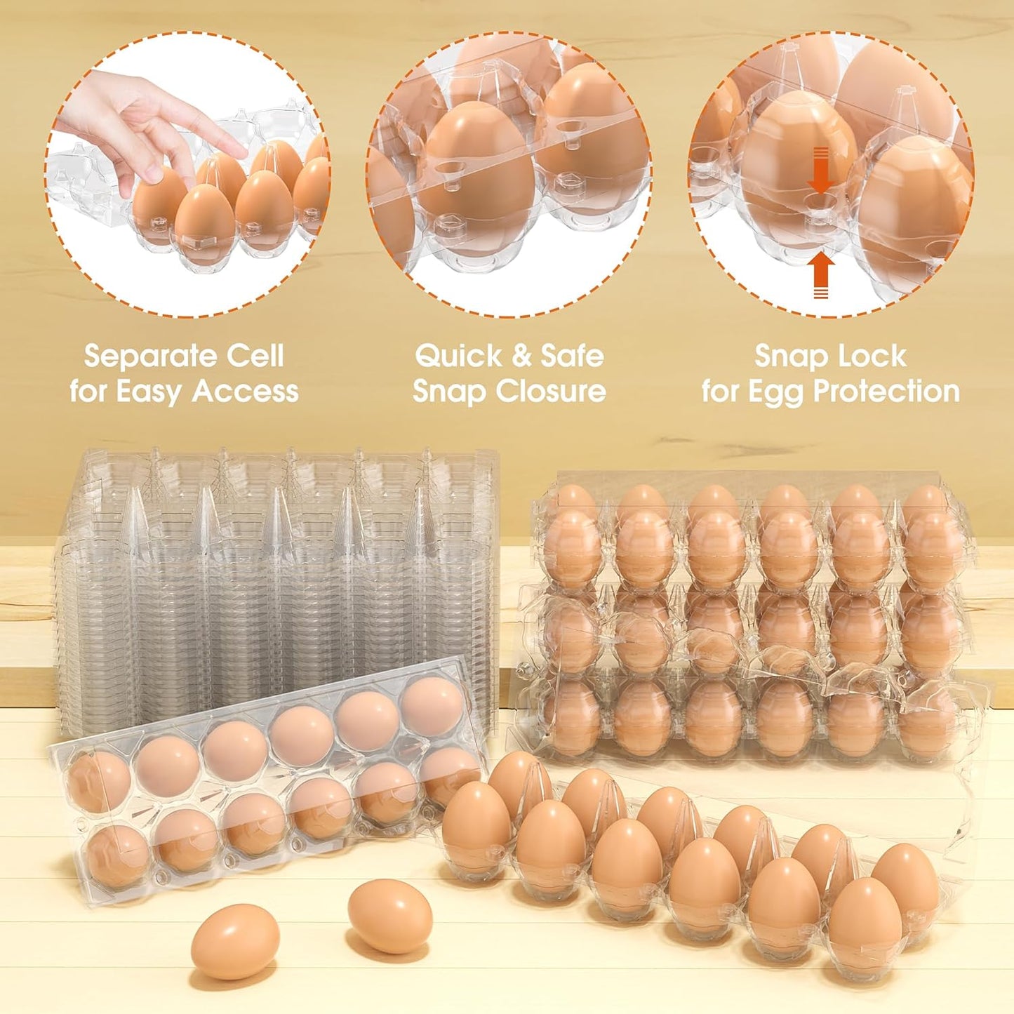 80 Pack Egg Cartons Cheap Bulk, 12 Count Clear Empty Egg Cartons for Fresh Chicken Eggs, 3x4 Grids Reusable Egg Holder Trays for Refrigerator Use, Chicken Farming, Family Storage and Market Purpose