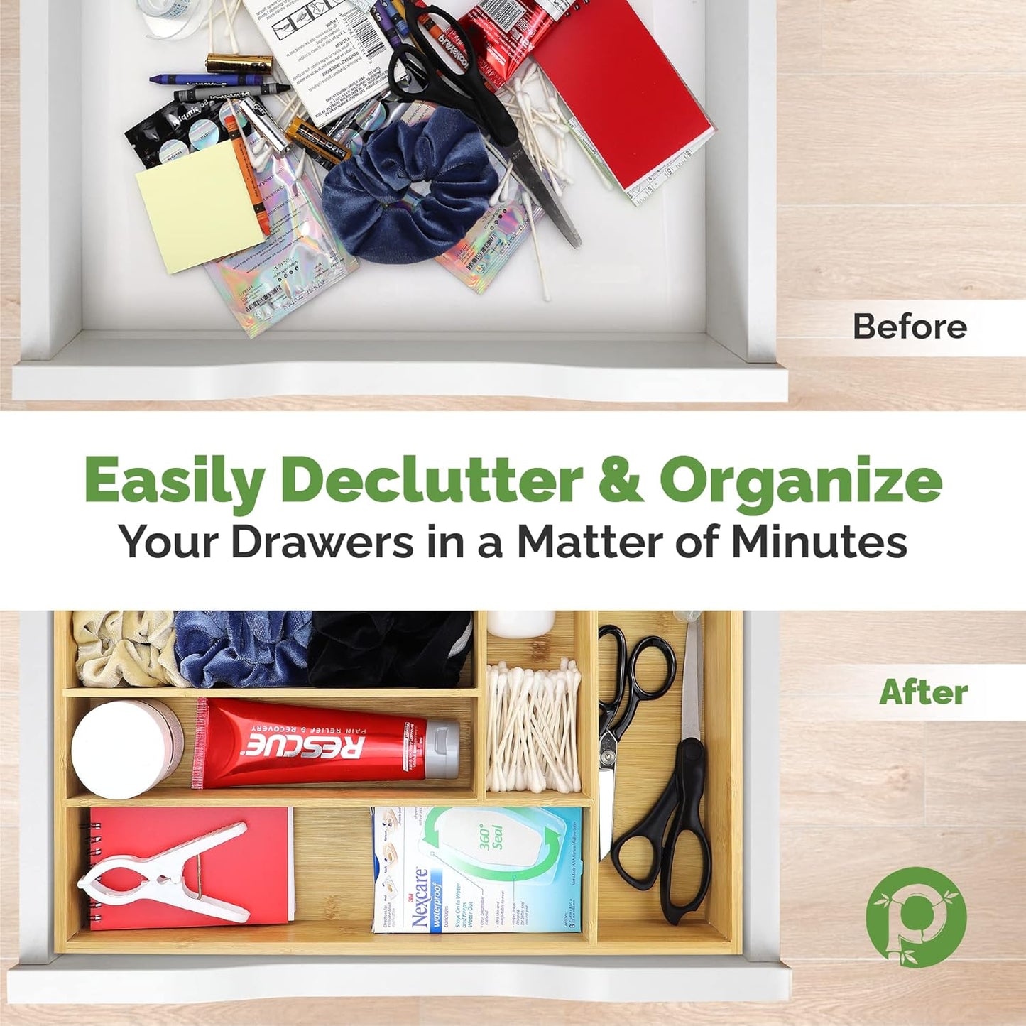 silverware tray organizer– Flatware Utensil Cutlery Silverware Holder for Drawer – Small Extra-Deep Wooden Kitchen Drawer Organizer Divider for Spoons Forks Knives cutleries (6-Slots)