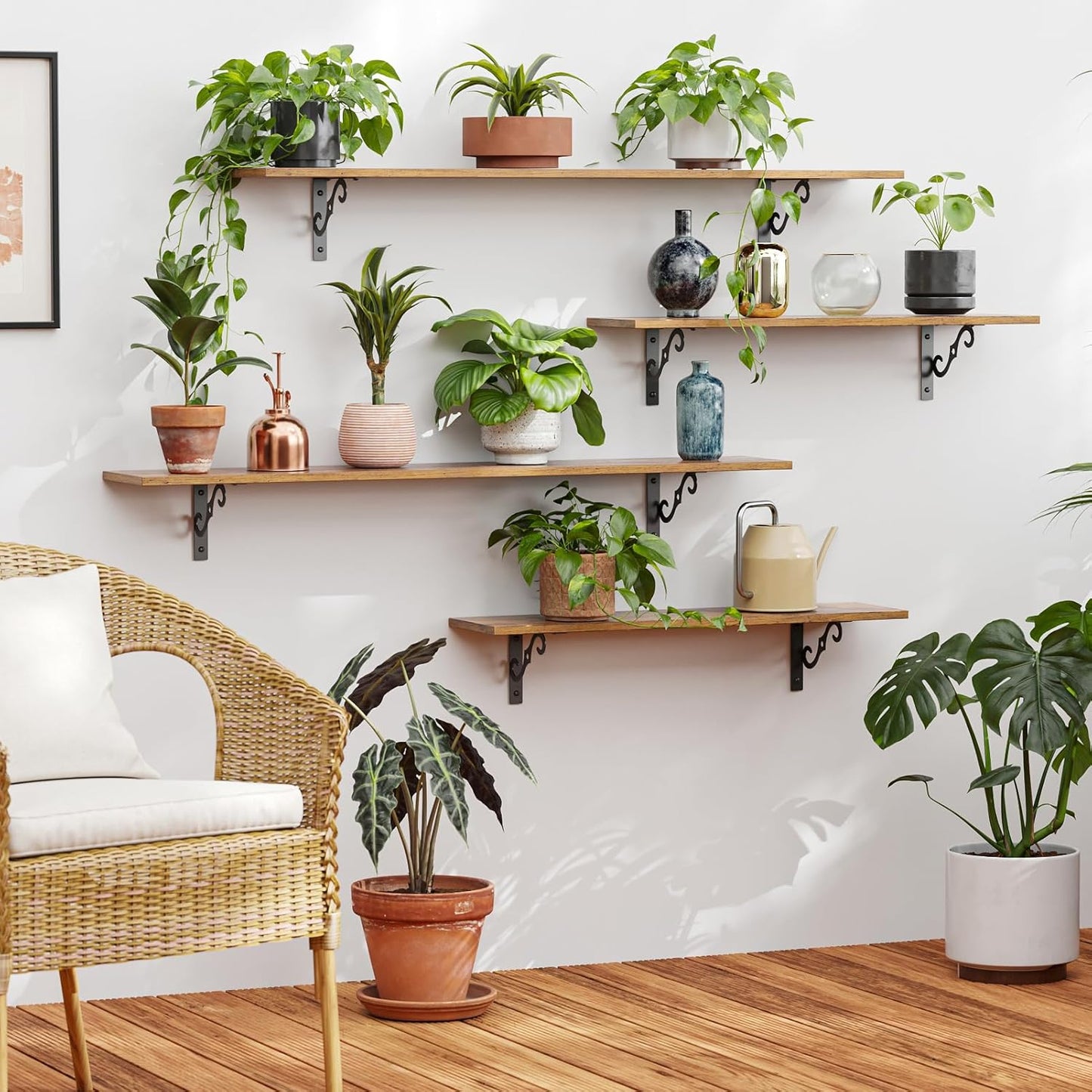 DINZI LVJ Long Wall Shelves, 39.4 Inch Large Floating Shelves Set of 2, Wide Display Shelf Wall Mounted with Brackets, Easy Hanging for Living Room, Toilet, Office, Bedroom, Rustic Brown