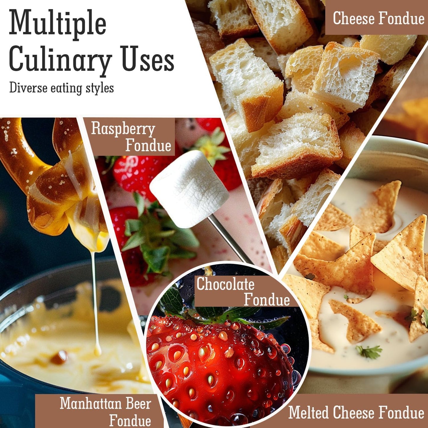 Artestia Swiss Fondue Set for Party - 2L Large Capacity Cheese Fondue Pot Melting Chocolate, Ceramic Fondue Pot, 6 Fondue Forks, Christmas, Wedding Gifts (Forest Duo)