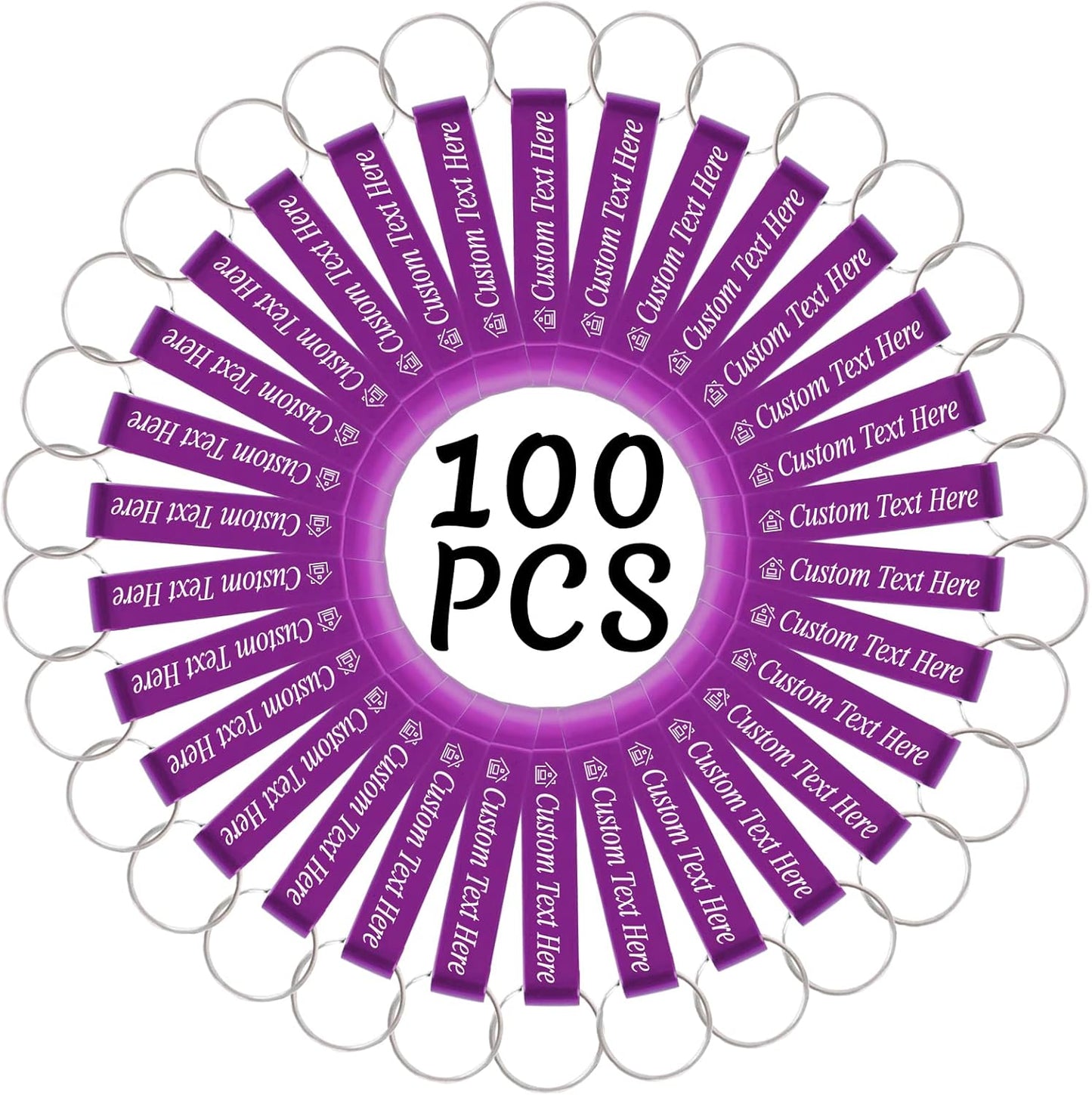 YanNanKe 100PCS Personalized Aluminum Bottle Opener Keychain with Logo Text Engraved Wedding Bottle Opener Favors Customized Gifts for Guests Baby Shower Birthday Party - Purple