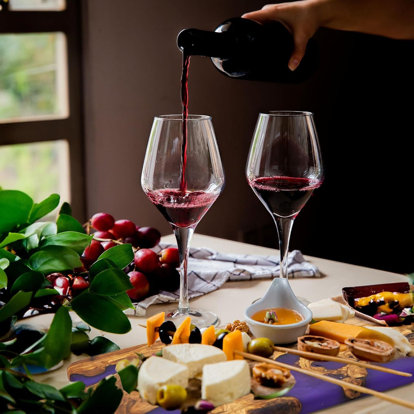 Handmade Epoxy Cutting Board & Charcuterie Board - Decorative, Olive Wood Boards for Serving Cheese, Fruit, Meat - Ideal for Kitchen, Unique Housewarming Gift - Purple Resin