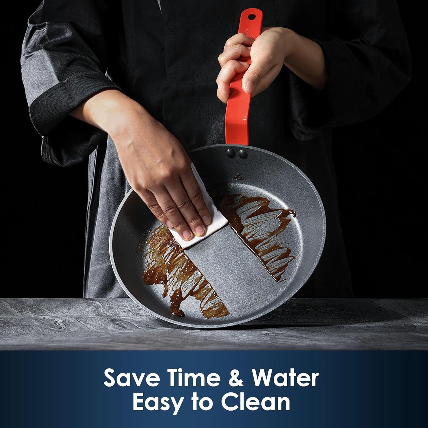 SENSARTE Nonstick Frying Pan Set 2-Piece, Oven Safe Skillets with Swiss Coating, Induction Compatible Chef Pan Set, Dishwasher Safe Cooking Pans, PFOA PFOS Free, 8 and 10 Inch