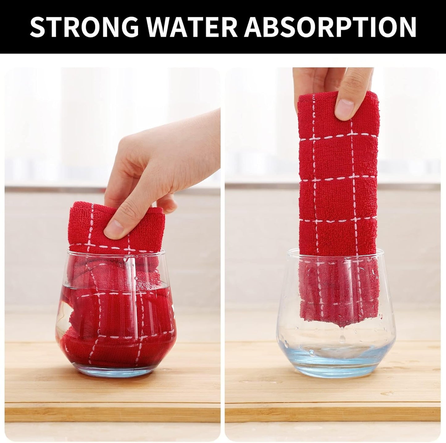 Homaxy 100% Cotton Terry Kitchen Dish Cloths, Ultra Soft and Absorbent Dish Towels for Kitchen, Suitable for Drying and Washing Dishes, 8 Pack, 12 x 12 Inches, Red