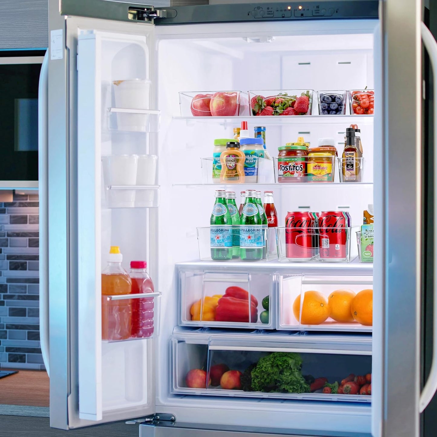 Sorbus 10-Pack XL Clear Plastic Organizing Bins – Clear Bins for Organizing, Refrigerator Organizers, Fridge Organizer, Pantry Storage, Kitchen Organizer, and Pantry Organizers and Storage Bins