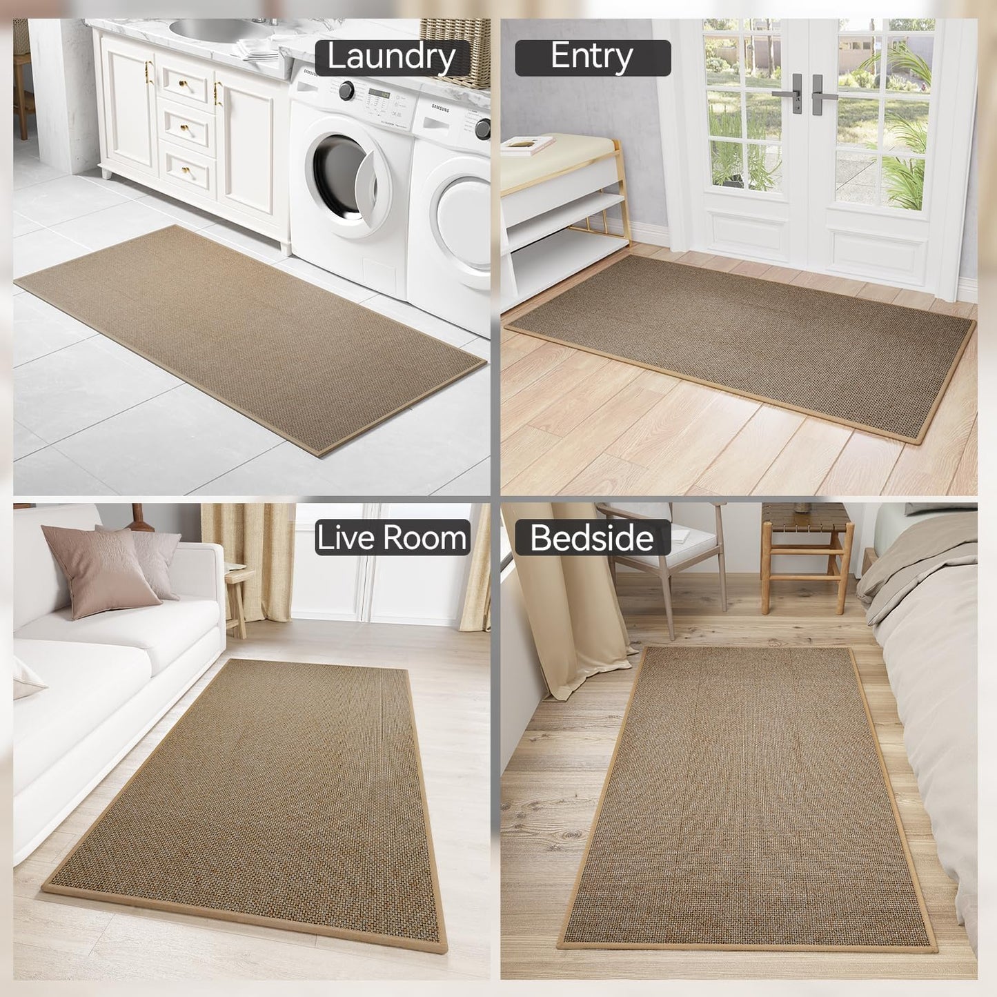 Kitchen Mat, Rubber Backing Cushioned Non Slip Kitchen Rugs for Floor, Absorbent Runner Comfort Standing Mat Rug Washable for Kitchen, Office, Home, 35.4"x71" (Brown)