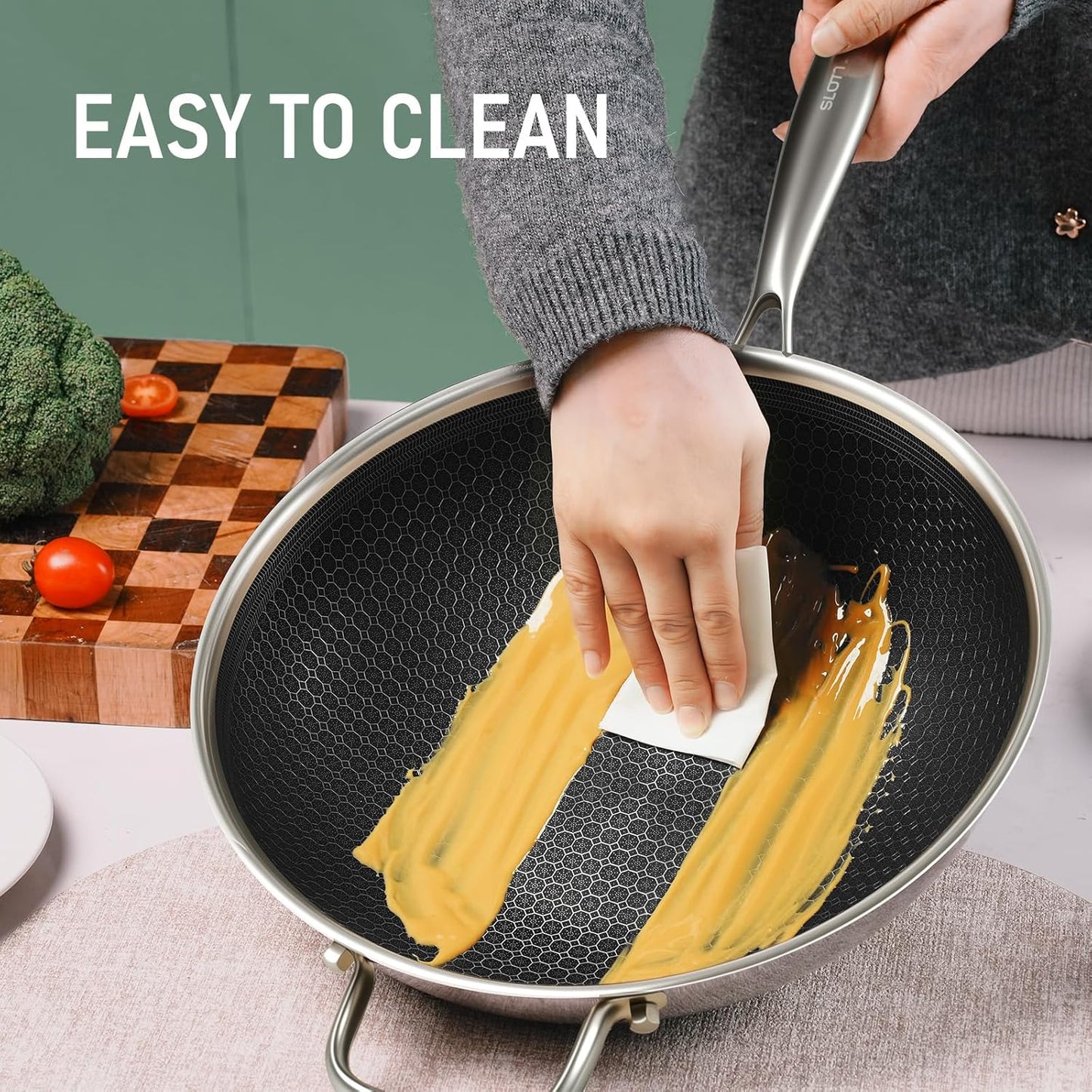 Hybrid 12-Inch Wok with Lid,Nonstick Stainless Steel Woks & Stir-fry pans,Stay-Cool Handle,PFOA Free Cookware,Dishwasher and Oven Safe,Compatible with All Cooktops