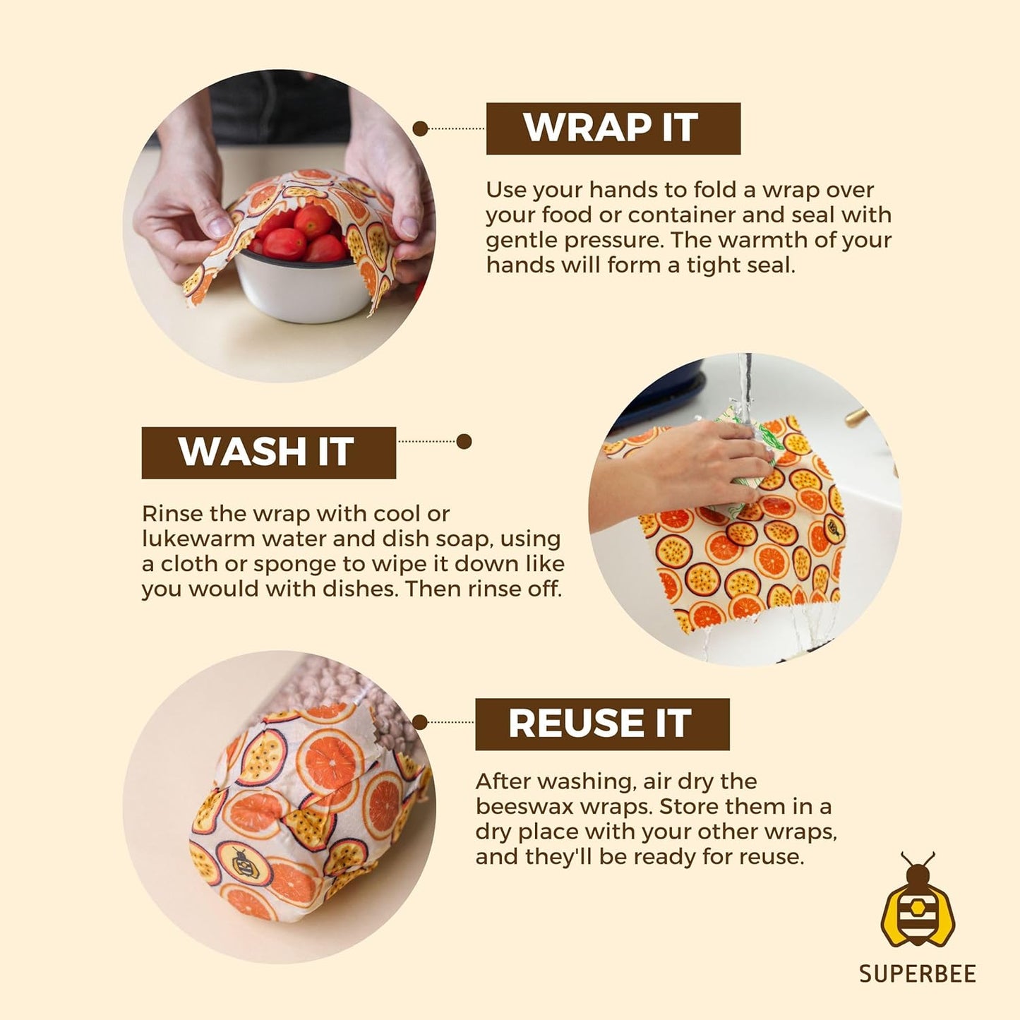 SUPERBEE Beeswax Wrap Roll, Reusable for Food, Wraps Rolls, Reusable Bees Paper for Wrapping Vegetables & Cheese, Bowl Covers and Sandwich Wrapping Paper, Roll XL - Passion