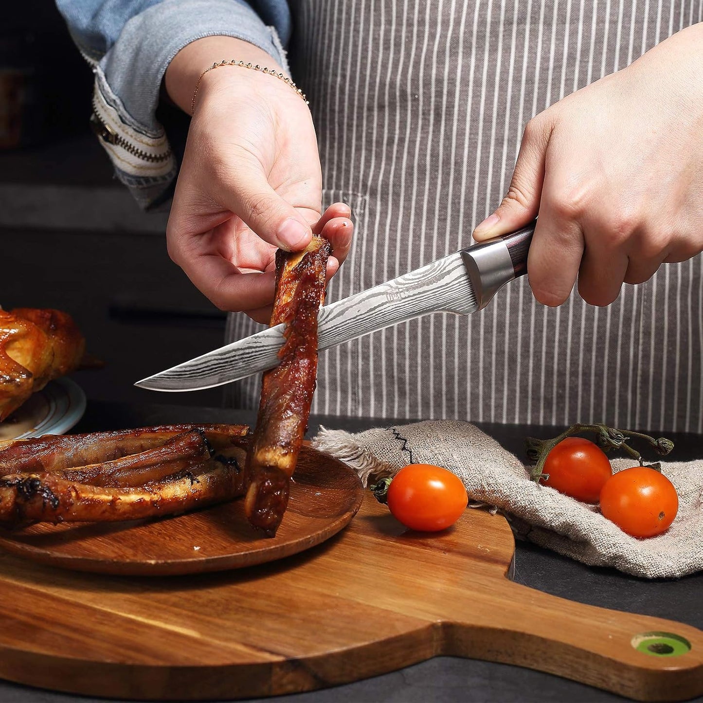 PAUDIN Boning Knife 6 Inch, Super Sharp Fillet Knife, German High Carbon Stainless Steel Deboning Knives, Professional Boning Knives for Meat Poultry Chicken, Pakkawood Handle with Gift Box