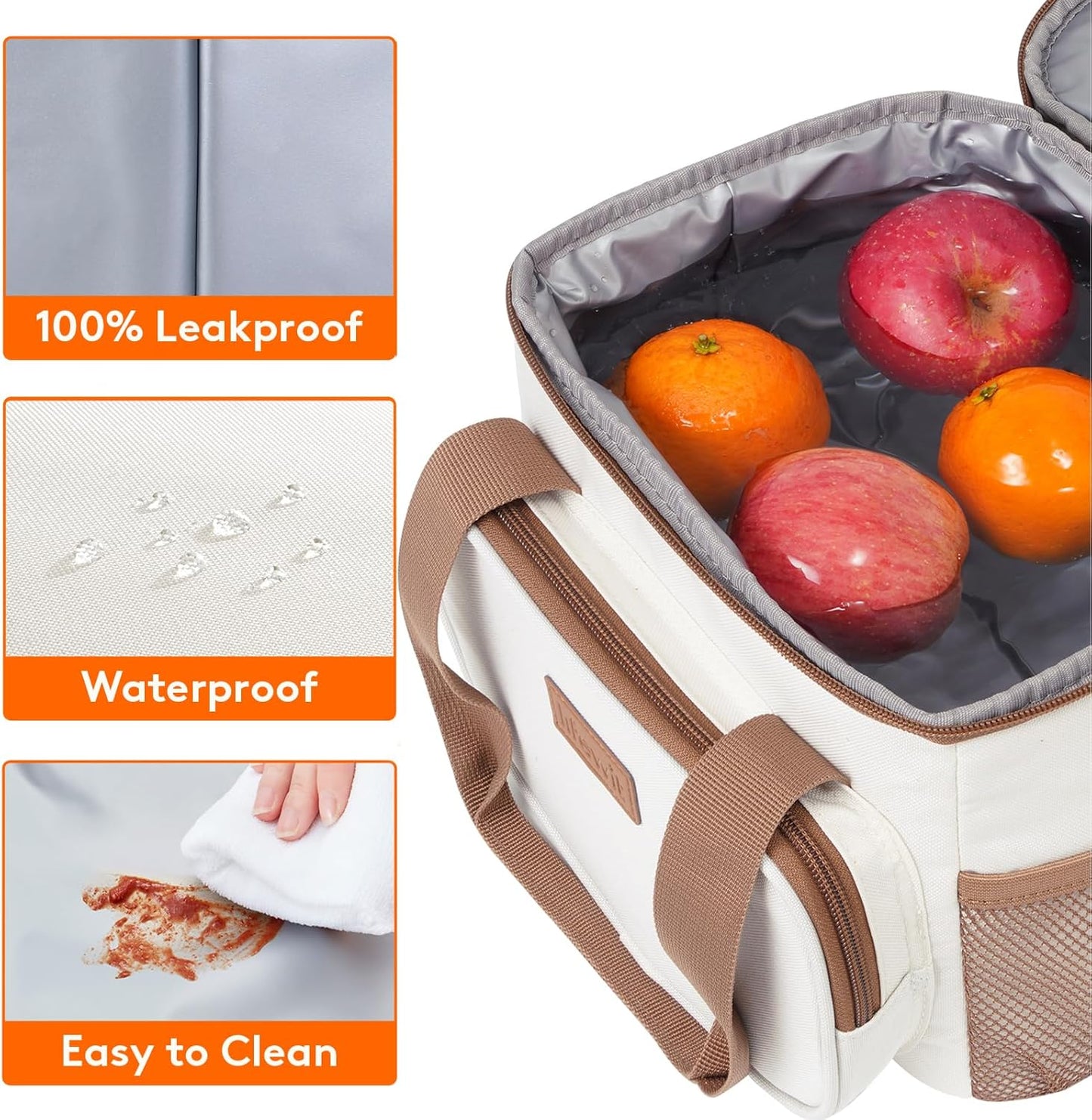 Lifewit Medium Lunch Bag Insulated Lunch Box Soft Cooler Cooling Tote for Adult Men Women, Beige 12-Can (9L)