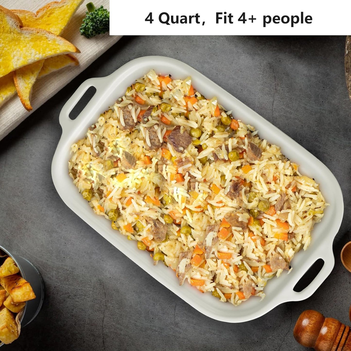 4 Quart Casserole Programmable Slow Cooker with Ceramic Baking Dish - Perfect Kitchen Small Appliance for Family Dinners, Oven Safe and Durable Bakeware for Lasagna, Roasts (Red)