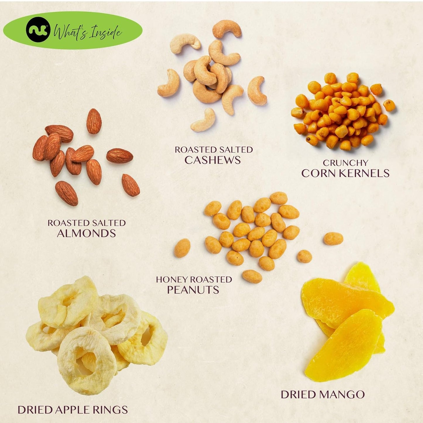 NUT CRAVINGS - Dried Fruit & Mixed Nuts Basket in Green Box (6 Assortments of 4 oz, 1.5 lb) Food Arrangement, Healthy Snack Care Package, Food Assortments