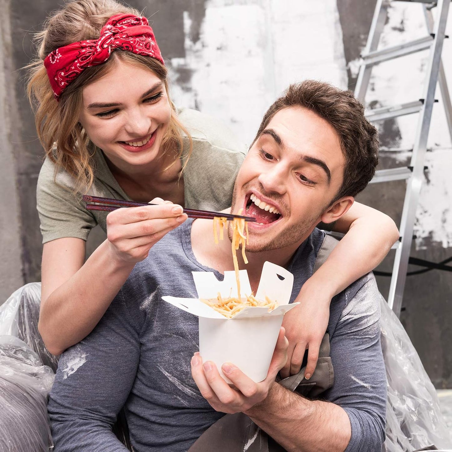 Antner 5 Pairs Hardwood Chopsticks Japanese Style Reusable Hand-Carved Chopsticks Natural Wood Chop Sticks with Gift Box, Dishwasher Safe