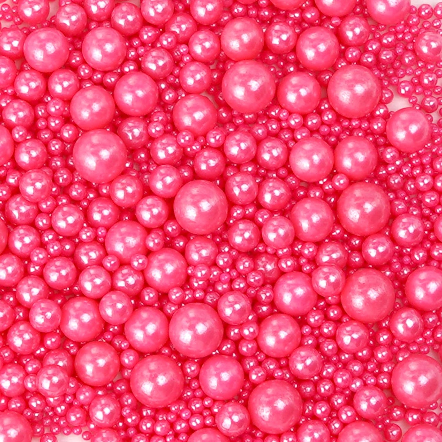 Edible Deep Pink Pearl Sprinkles, Edible Sugar Pearls, 130g/4.58oz, Pink Pearls Sprinkles for Cupcake Decorating, Cupcake Toppers, Cake Decorations