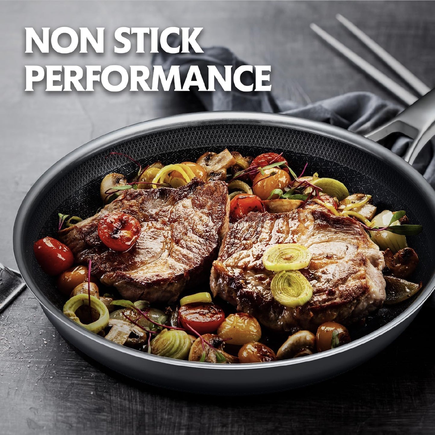 Non Stick Frying Pans, 12 inch Hybrid Frying Pans Nonstick,non stick Stainless Steel Skillets, Dishwasher/Oven Safe Cookware, Induction Compatible, PFOA Free Cookware