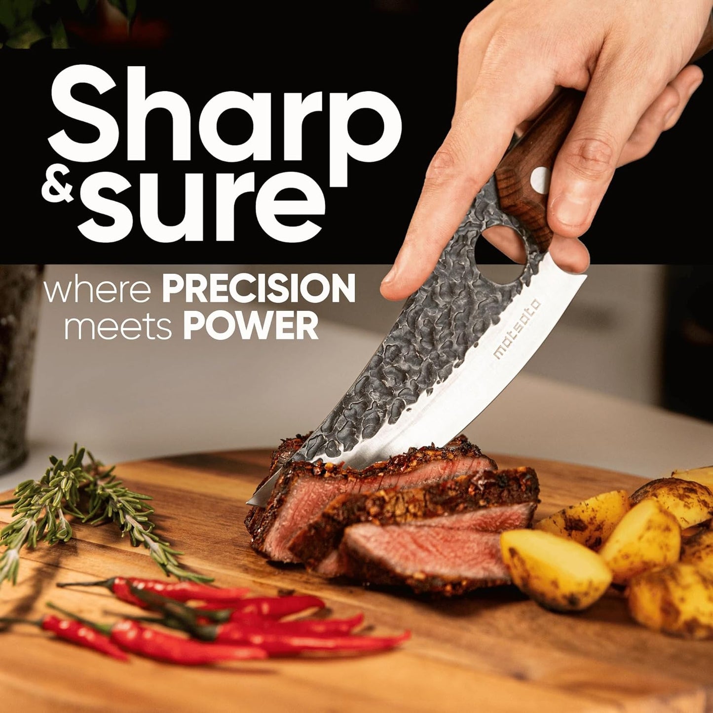 Chef Knife - Perfect Kitchen Knive for Cooking, Chopping. Japanese Steel Knife for Home, Camping, BBQ. For Balance & Control, 5.8 Inch