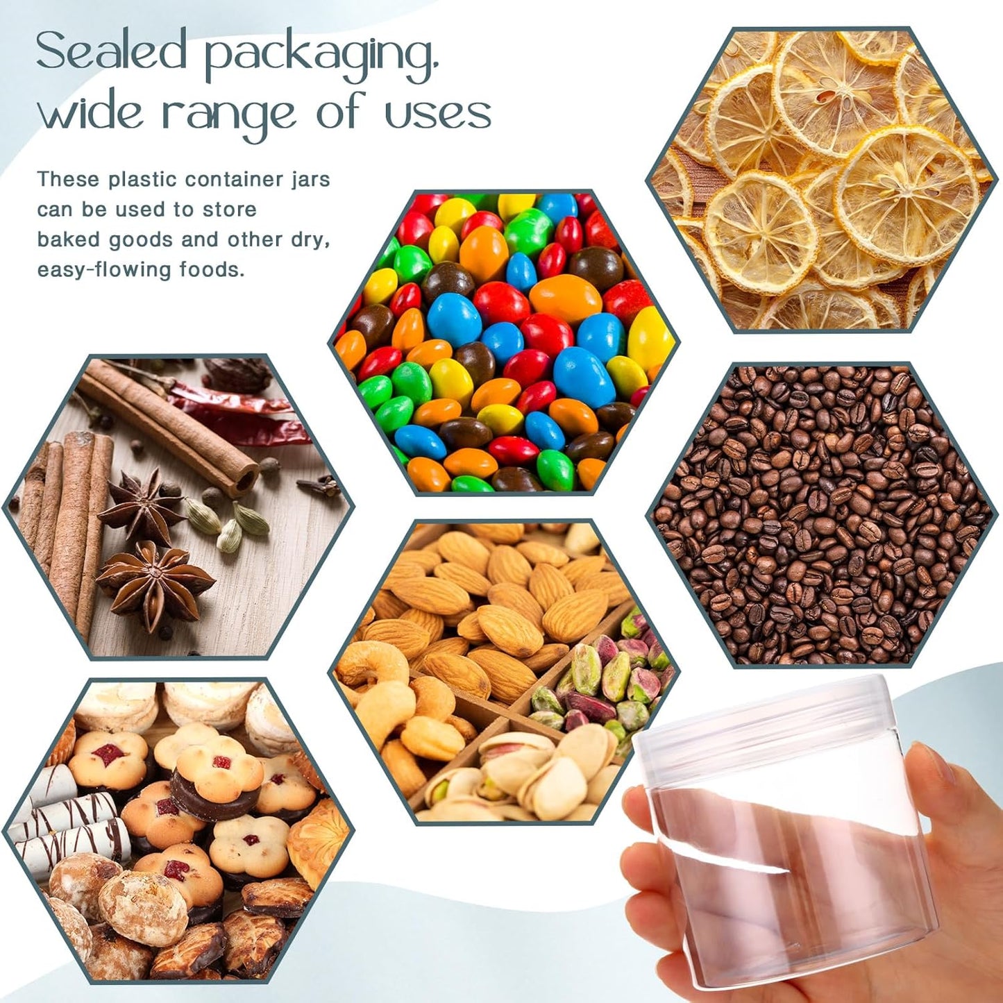 SATINIOR 6 Pack 8 oz Plastic Jars Containers with Lids Wide-mouth Refillable Leakproof Reusable Round Empty Jars for Travel Cosmetic Dry Food Spice Candy Cookie Home Kitchen Organizing (Clear)