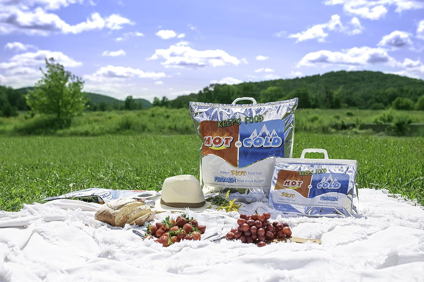 Superio Hot and Cold Insulated Bags for Food Delivery, Grocery Shopping Bags, Food Storage for Hot and Frozen Food for Travel, Disposable Cooler Bag, Reinforced Thermal Lunch Bag (3, 12"x13.5")