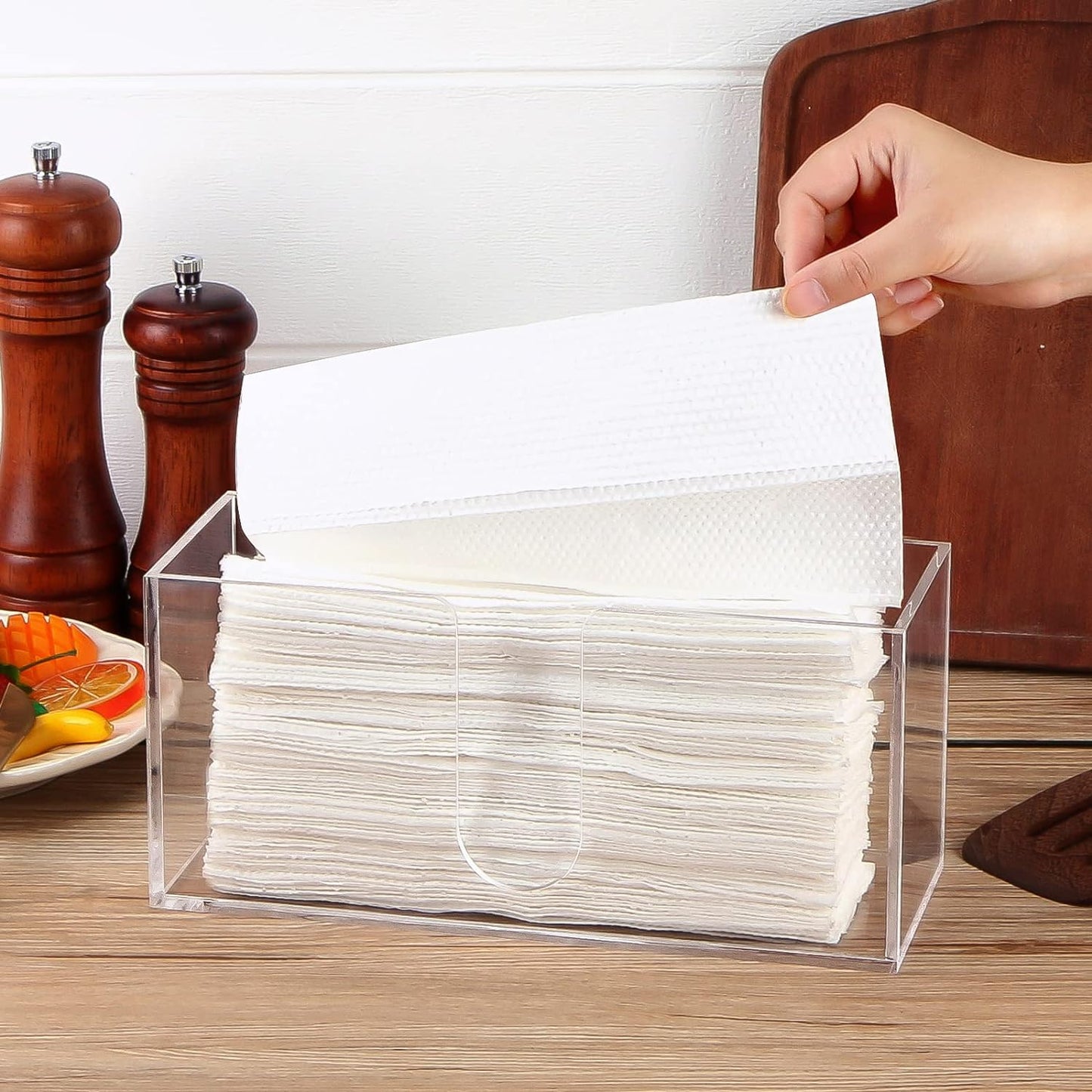 Acrylic Countertop Paper Towel Dispenser, Clear Trifold Napkin Holder, Suitable for Z-fold, C-fold or MultiFold Trifold Paper Towels for Bathroom and Kitchen