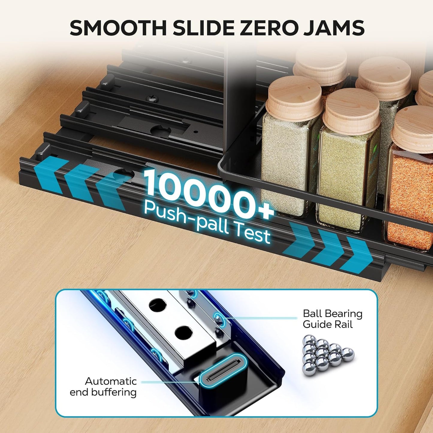 Nieifi Pull Out Spice Rack Organizer, 2 Tiers, Black, Spice Organization for Cabinet, Height Adjustable, Easy to Install