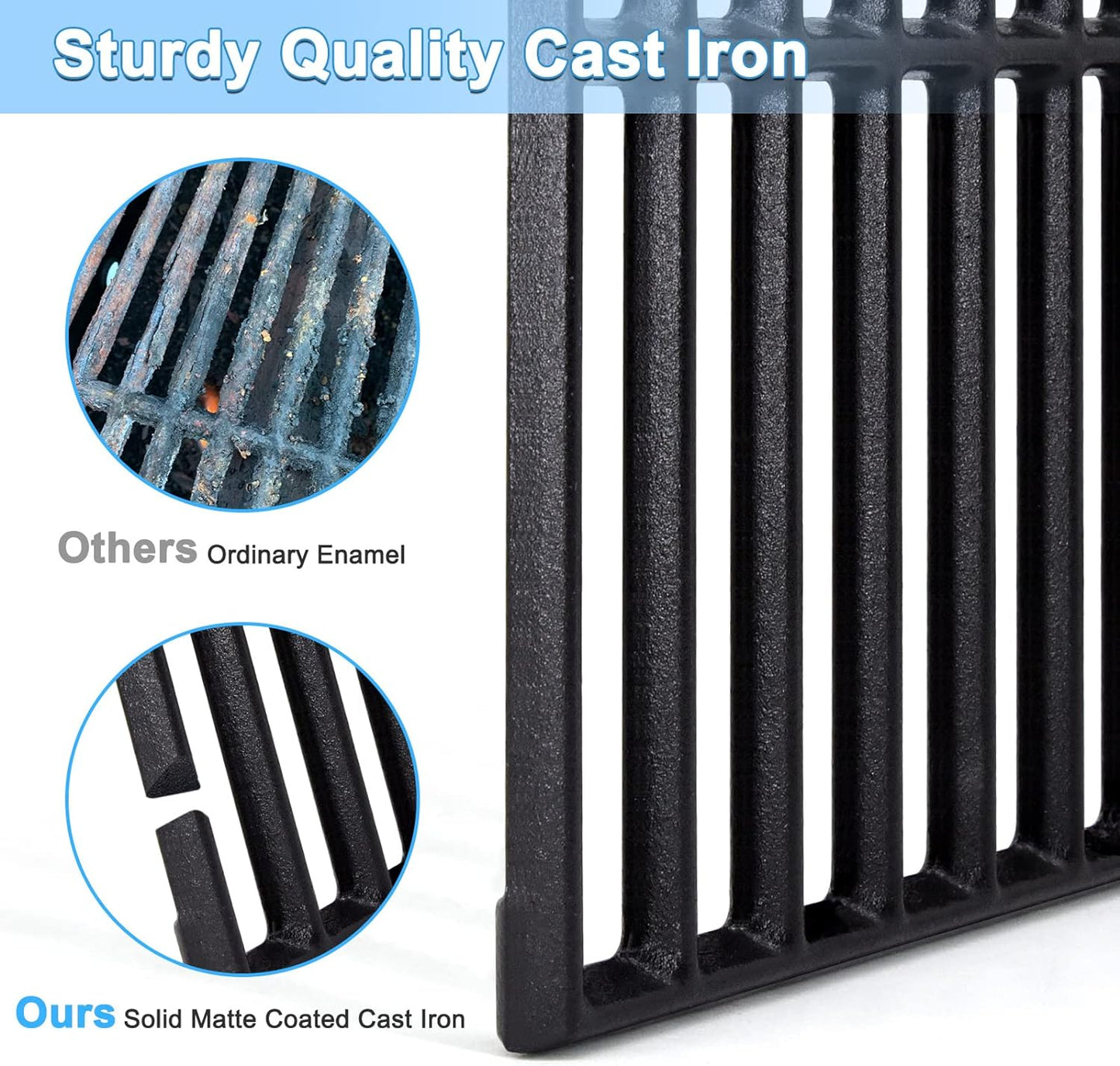 Adviace 18 Inch Grill Grates for Charbroil Performance 6 Burner 463244819, 463276517, 463245917, Cast Iron Grate Grid for Char-Broil Replacement Parts 463276617, 463277918, G470-0002-W1, G470-0003-W1
