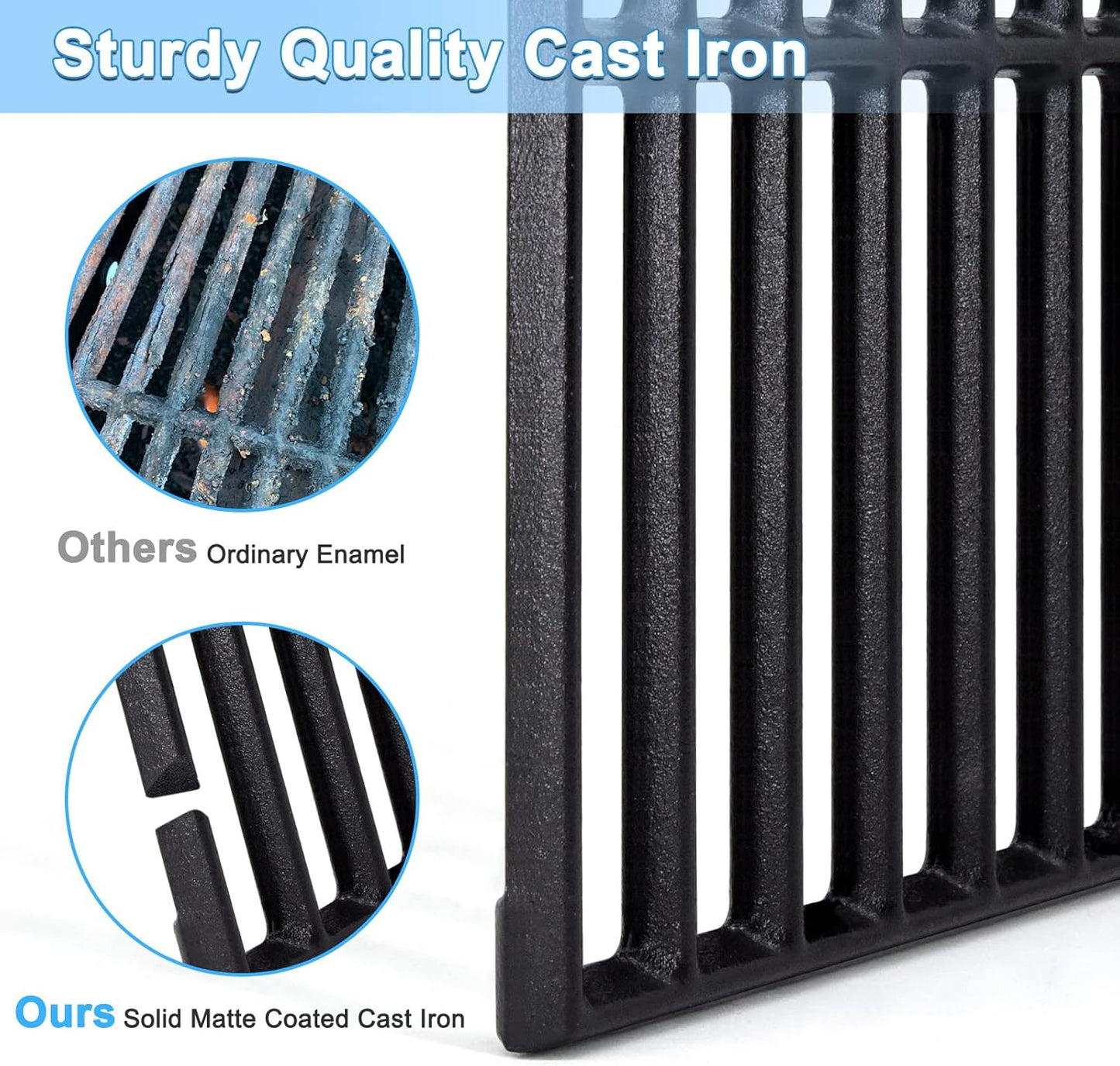 Adviace 18 Inch Cast Iron Grill Grates for Charbroil Performance 463243518, 463275517, 463243519, 463274419, 463274819. Cooking Grid Grates for Char-Broil Grill Replacement Parts