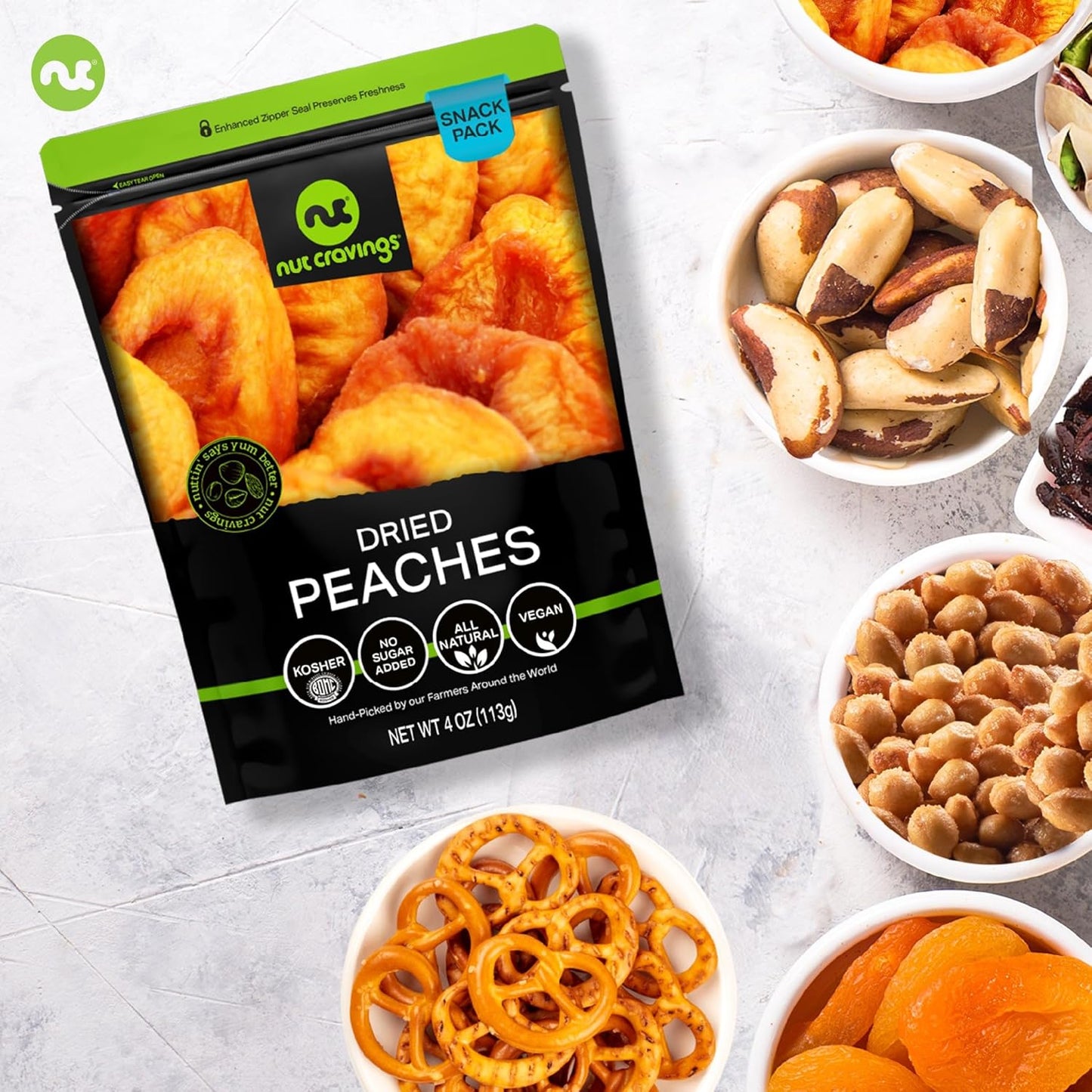 NUT CRAVINGS - Dried Fruit & Mixed Nuts Basket in Green Box (9 Assortments of 4 oz, 2.25 lb) Food Arrangement, Healthy Snack Care Package, Food Assortments