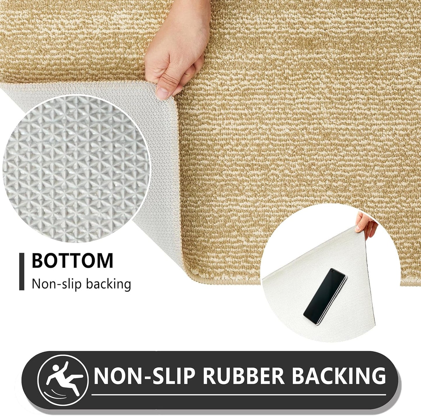 REFETONE Indoor Doormat, Front Door Mat 24"x36" Absorbent Rubber Backing Non Slip Back Door Mats, Washable Low-Profile Inside Floor Mat Door Rugs for Entryway, Resist Dirt Mud Mat for Dogs, Brown