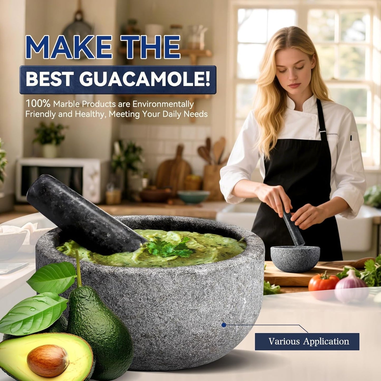 Koville Granite Mortar and Pestle Set, 7"-4 Cups Unpolished Stone Grinder Bowl for Guacamole, Salsa, Pill Crusher, Spice, Herb, Garlic, Nut, Heavy Duty Grinder for Kitchen(Angola Silver Black)