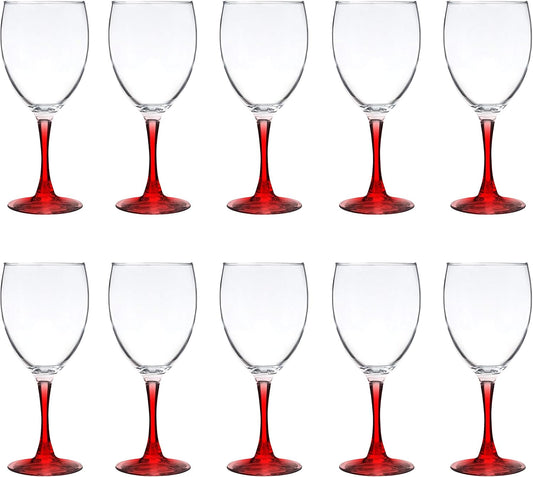 DISCOUNT PROMOS Nuance Wine Glasses by ARC 10.5 oz. Set of 10, Bulk Pack - Restaurant Glassware, Perfect for Red Wine, White Wine, Cocktails - Red