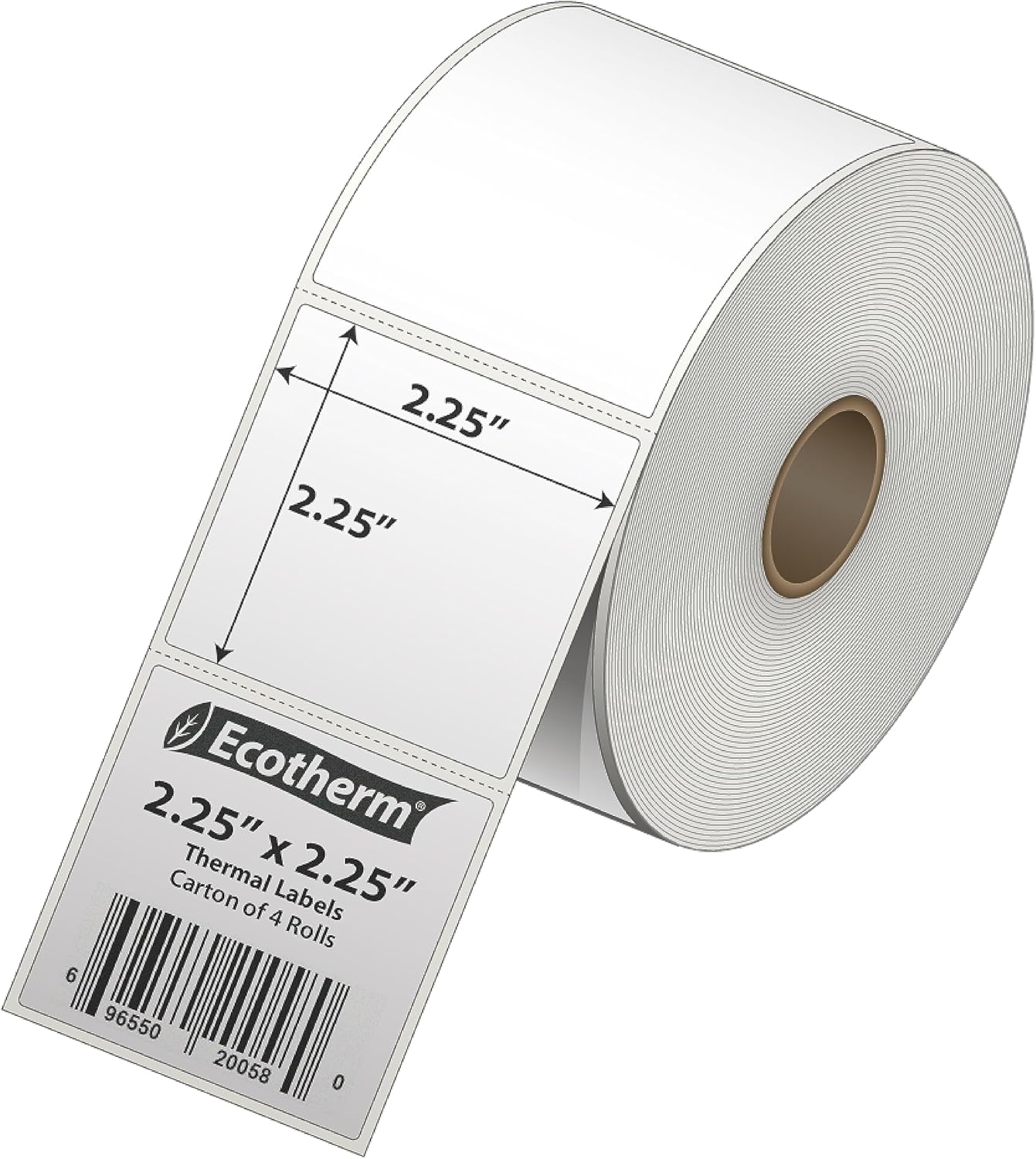 2.25" x 2.25" Thermal Labels | 4 Rolls | 2800 Labels | fits Zebra, Munbyn, Rollo, Godex, Arkscan, iDPRT, Offnova Thermal Label Printers and More | Blank White Adhesive Stickers by Ecotherm