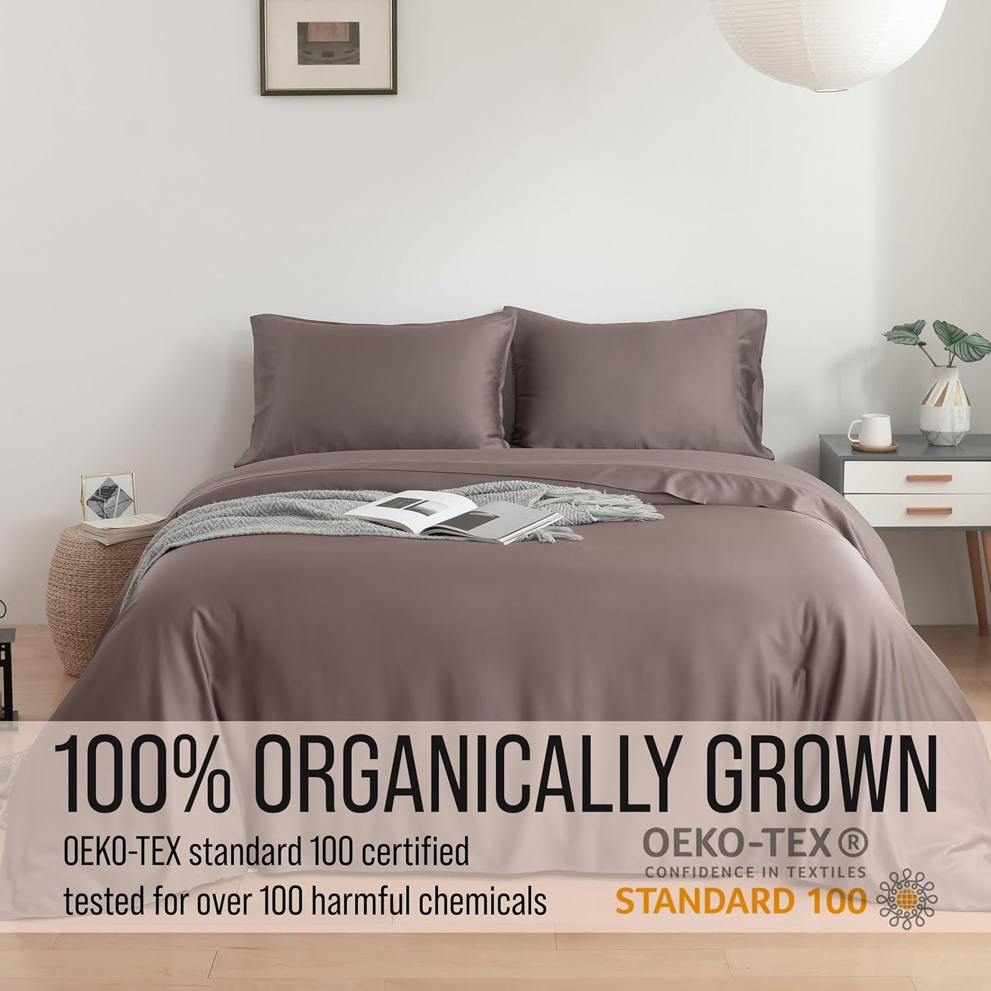 Bella Coterie Luxury Bamboo Viscose King Size Sheet Set | 100% Organically Grown | Ultra Soft | Cooling for Hot Sleepers | 18" Deep Pocket [Mocha]