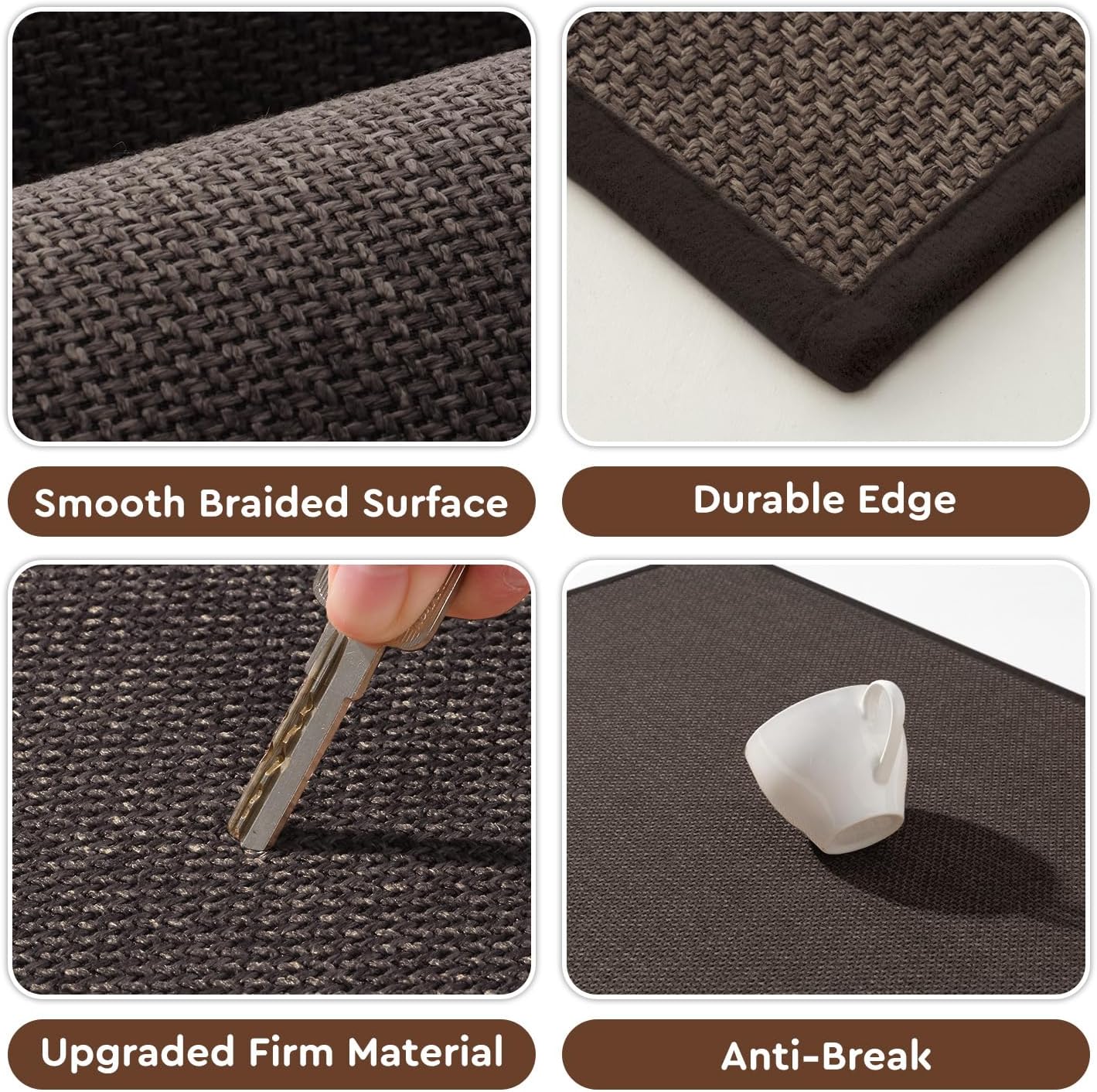 tchdio Kitchen Mats for Floor, Rubber Backed Kitchen Rugs Non Slip Washable, Superior Absorbent Kitchen Runner Rug Easy to Clean, Comfort Kitchen Floor Mat Front of Sink (Brown, 20" × 32")