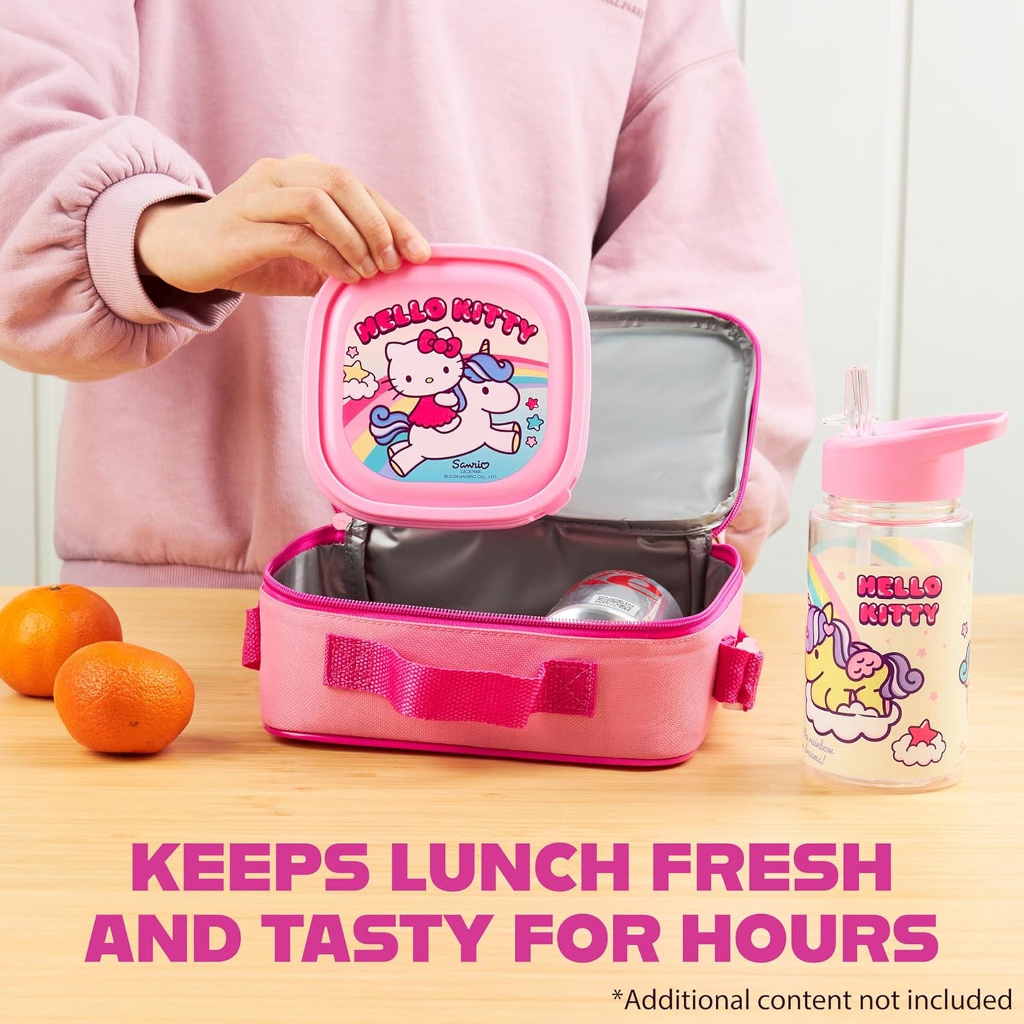 Get Trend Hello Kitty Kids Lunch Bag Set 3 Pc with Leak Proof Water Bottle and Small Lunch Box Insulated for School Daycare or Travel (Hello Kitty)