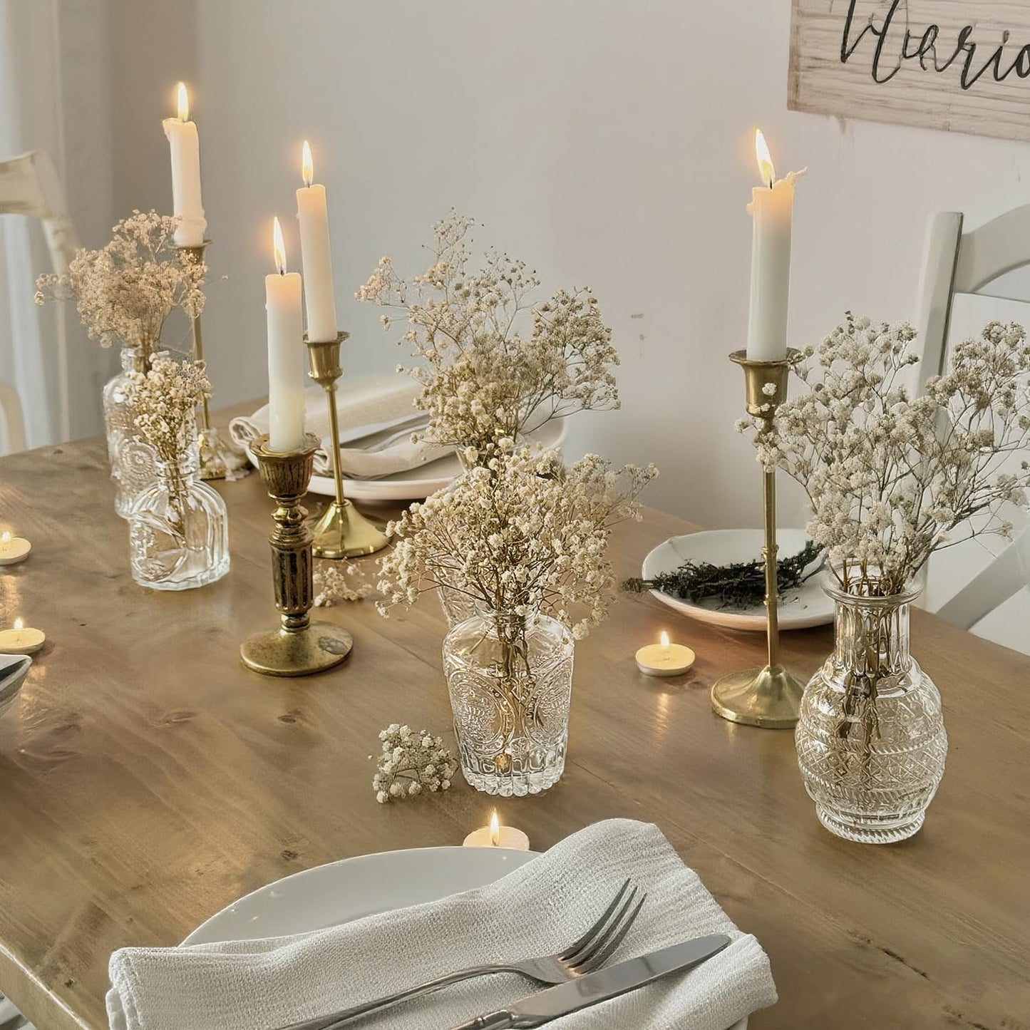 Glass Bud Vase Set of 10 Pcs Small Minimalist Vases for Flowers, Vintage Rustic Home Decor for Table Centerpiece Wedding Party, Modern Clear Aromatherapy Bottle for Living Room Bedroom