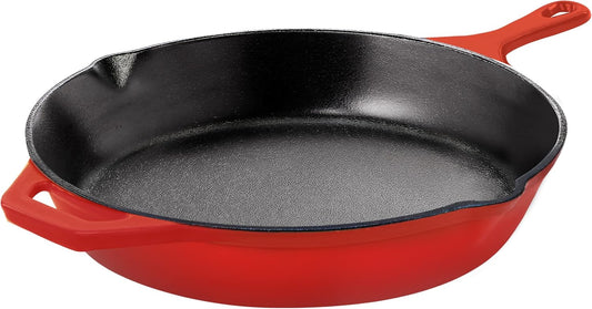 Utopia Kitchen Cast Iron Frying Pan 6.5 Inch, Cast Iron Chefs Pan, Pre Seasoned Skillet, Safe Grill Cookware for Indoor & Outdoor Use, Red