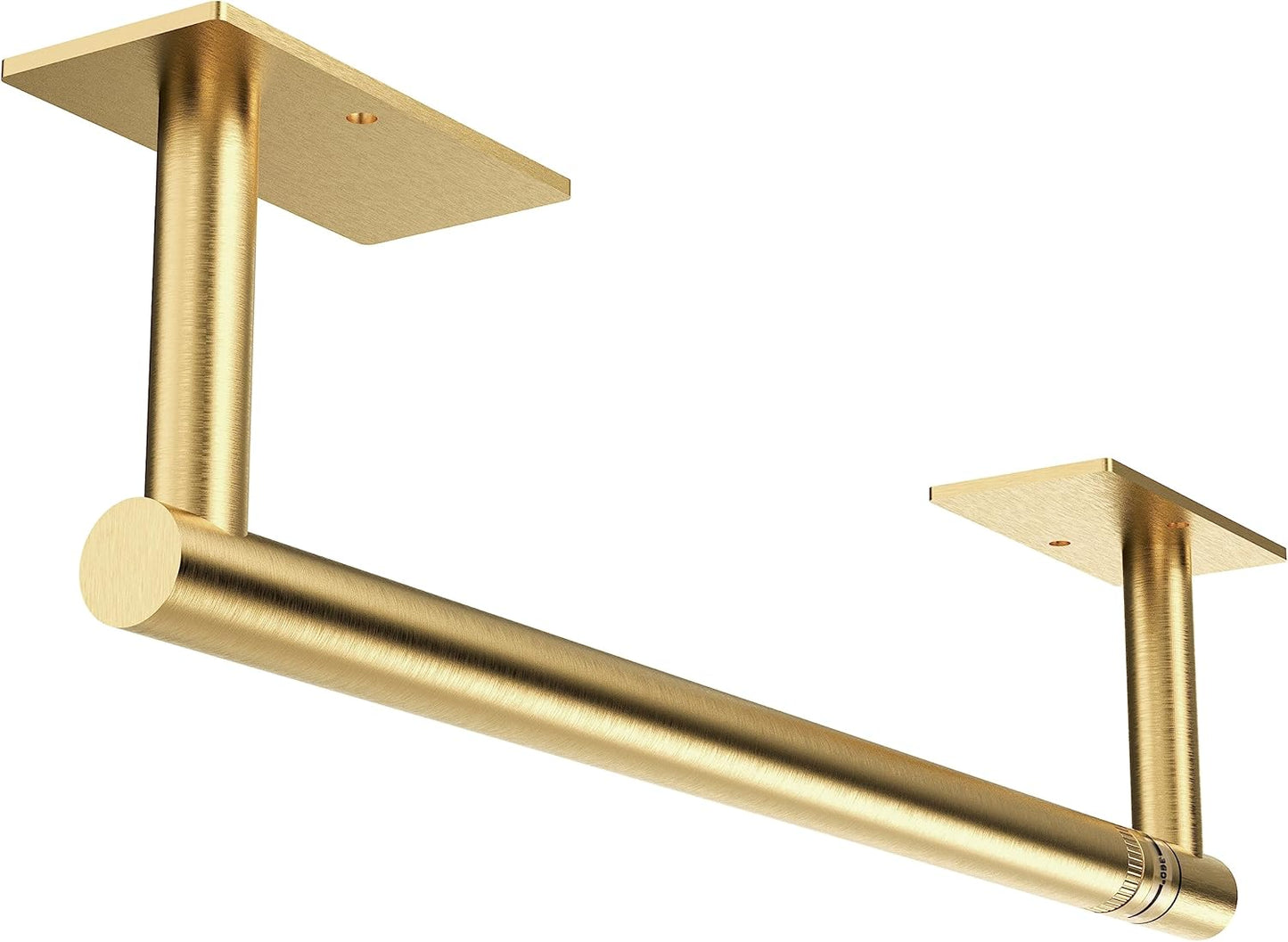 Paper Towel Holder Under Cabinet, Self Adhesive or Wall Mounted SUS304 Stainless Steel Paper Towel Holder for Kitchen, Bathroom, Farmhouse, Barbecue and Laundry (Brushed Gold)