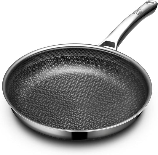Non Stick Frying Pans, 12 inch Hybrid Frying Pans Nonstick,non stick Stainless Steel Skillets, Dishwasher/Oven Safe Cookware, Induction Compatible, PFOA Free Cookware