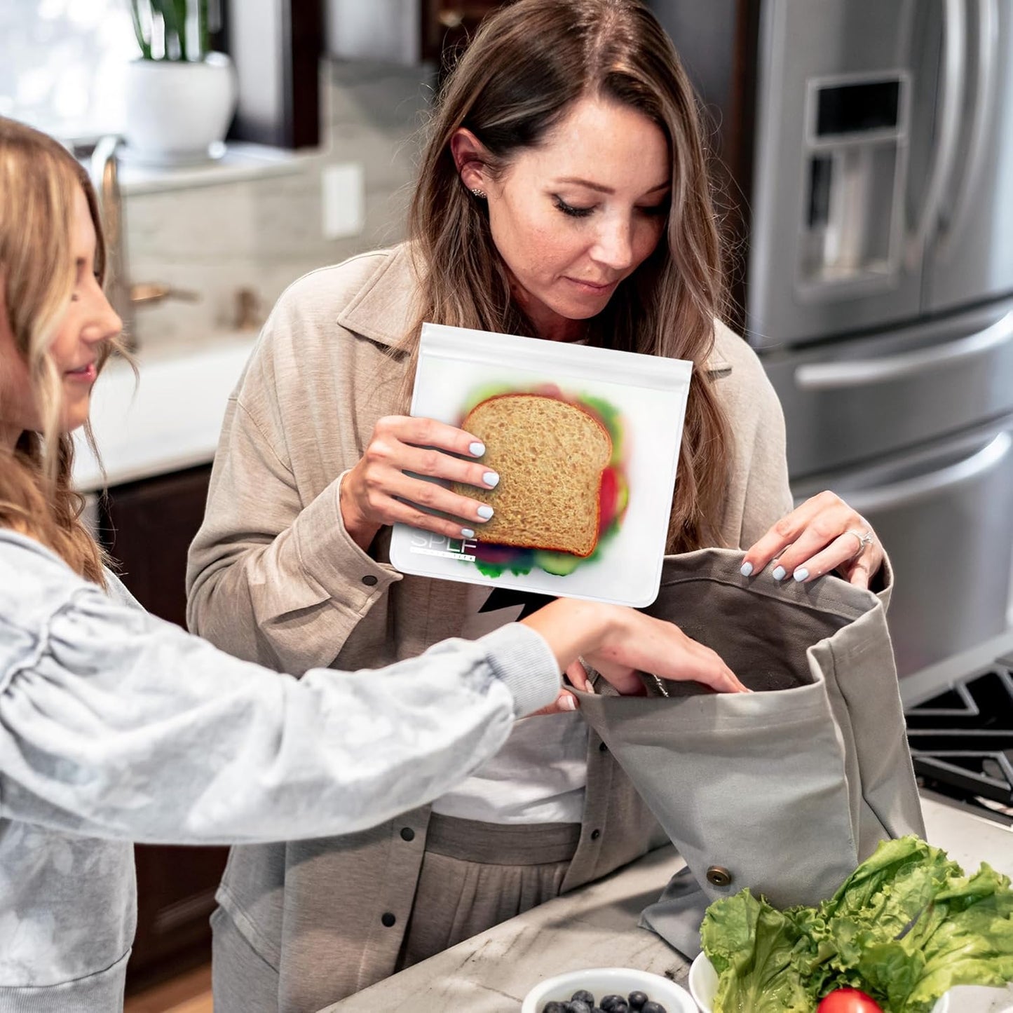 SPLF 10 Pack Reusable Sandwich Bags, Reusable Quart Bags Extra Thick Leak-proof Freezer Bags Bpa and Silicone Free for Marinate Meats, Cereal, Sandwich, Travel Items, Home Organization