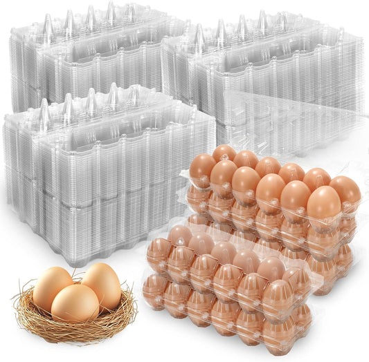 200Pcs Plastic Egg Carton Bulk Empty Clear Egg Tray Holder Container for Farm Business Market Home Kitchen Refrigerator Storage (2 x 6 Grids)