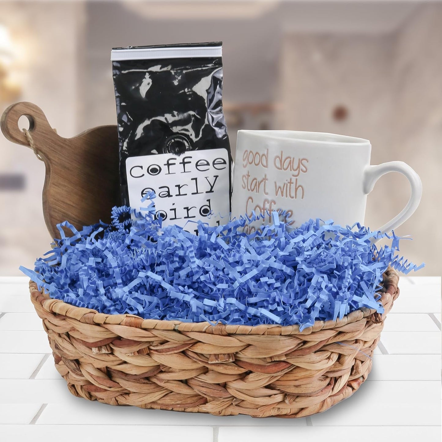 MagicWater Crinkle Cut Paper for Gift Baskets - 2LB - Sky Blue - Perfect for Shredded Paper Filler, Basket Filler, Gift Boxes, Bridesmaid Gifts, Halloween Stuffers & More – Ideal for All Occasions